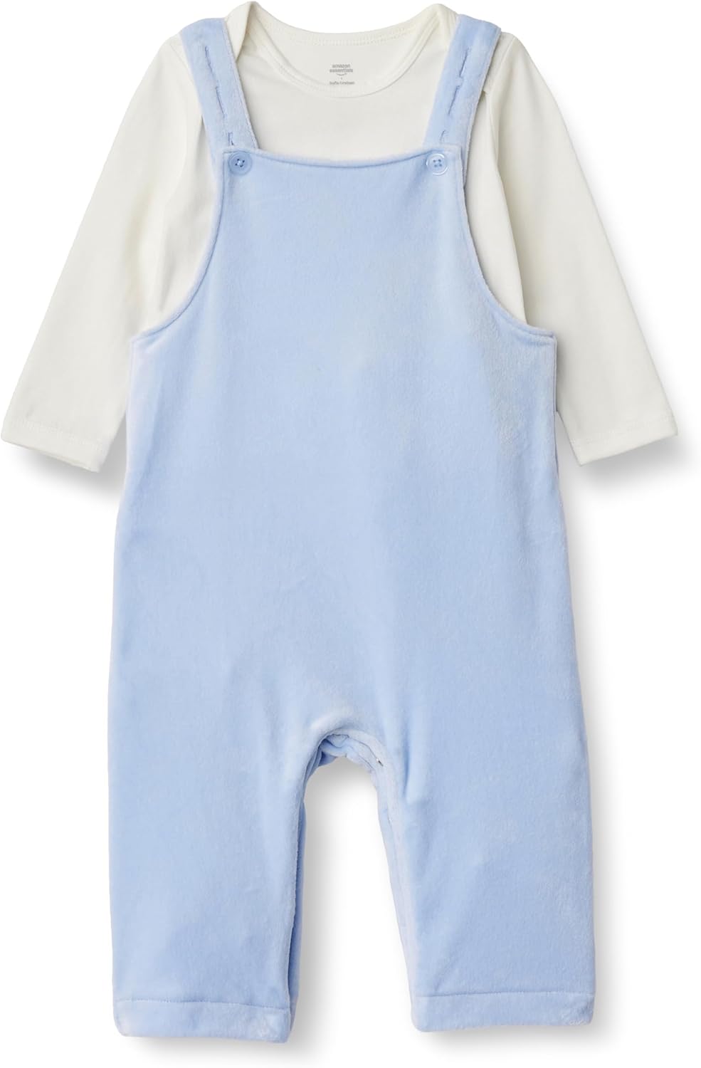 Detalle de Amazon Essentials x Sofia Grainge Unisex Babies' Velour Overall and Long Sleeve Bodysuit Set