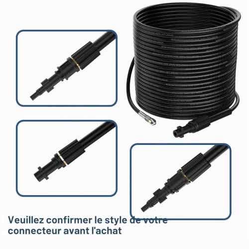 Detalle de OHAYORI 15m Tuyau Déboucheur Canalisation Haute Pression pour Kärcher K2–K7 et HD/HDs — Kit Furet Pro avec Buses et Adaptateurs