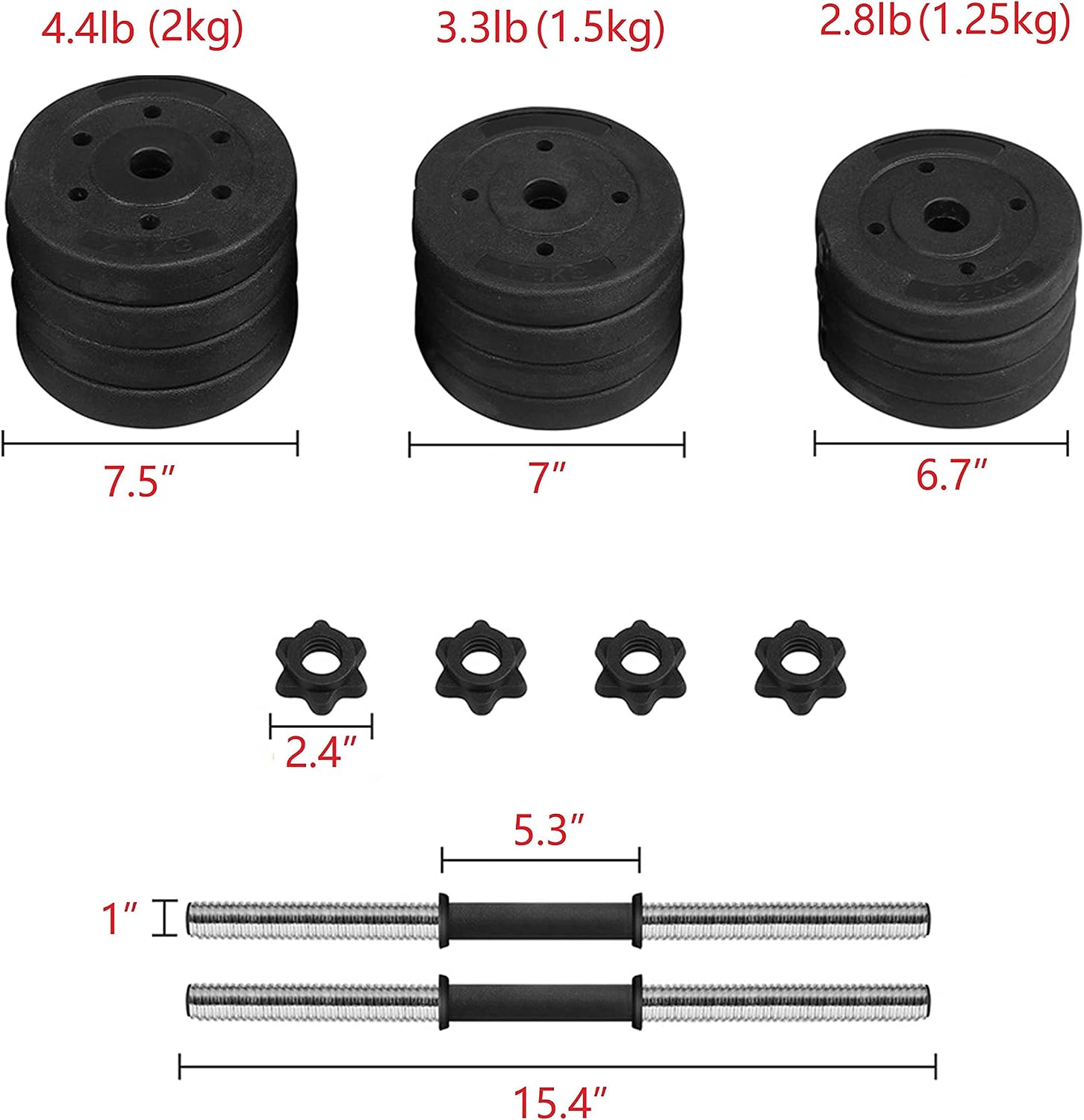 Thumbnail 6 de Yaheetech Adjustable Dumbbell Set with Concrete-Filled Plates