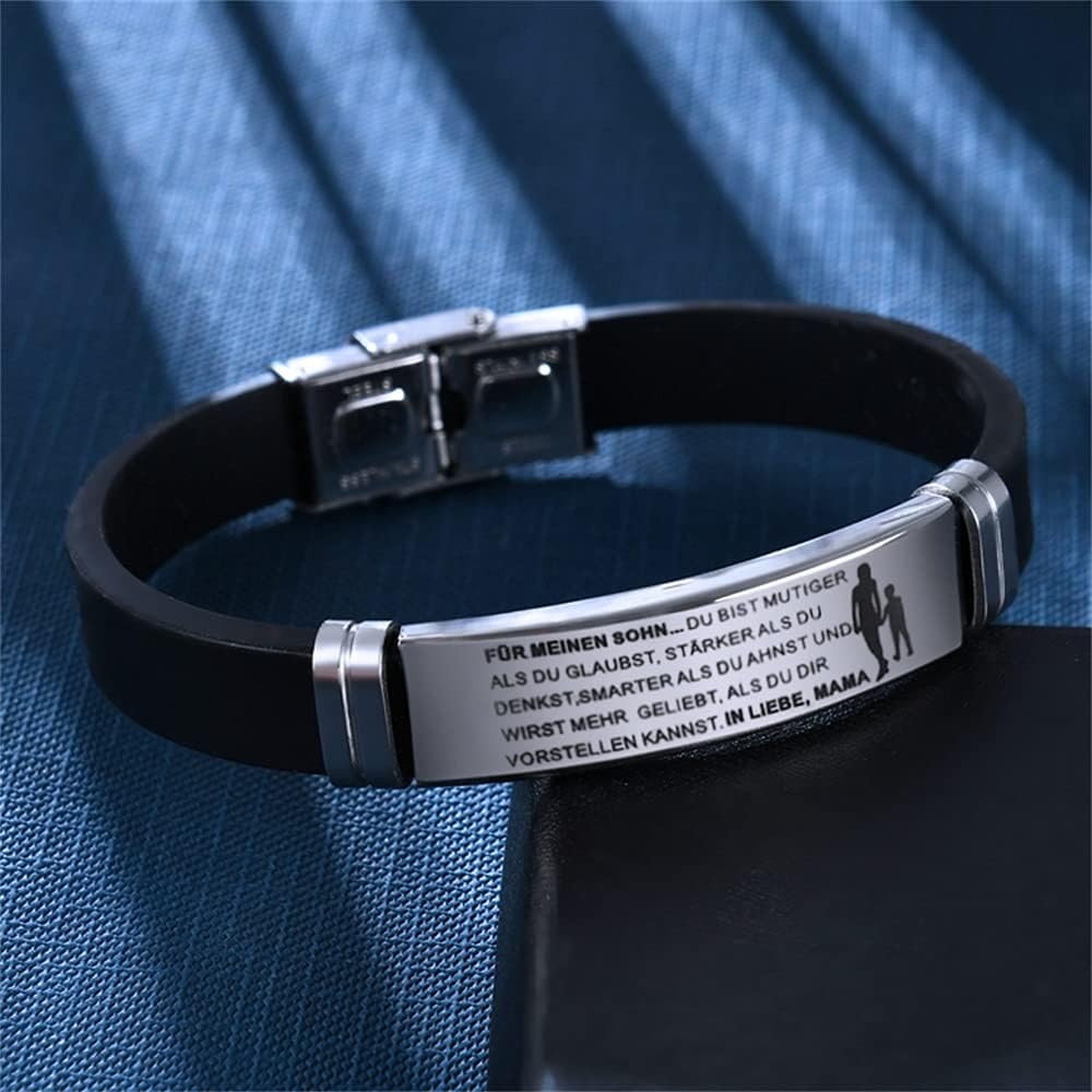 Detalle de HAYOUWAY Einstellbar Silikonarmband aus Edelstahl – Geschenk für Sohn, Tochter, Damen & Herren