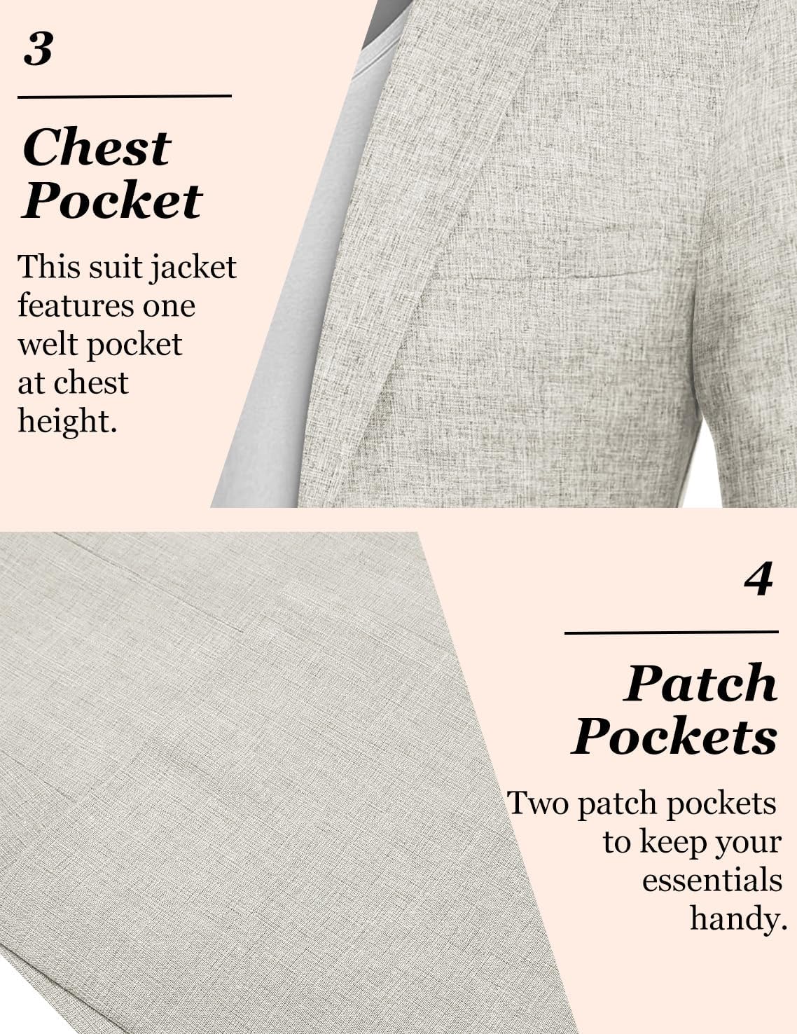 Detalle 2 de COOFANDY Men’s Casual Blazer Slim Fit Sport Coat — Lightweight Two-Button Suit Jacket