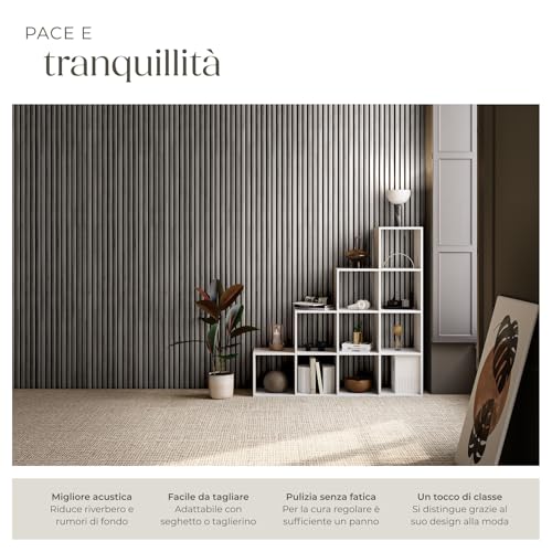 Detalle de TecTake Set di 2 Pannelli Acustici in MDF con Impiallacciatura di Rovere – Design moderno e assorbimento sonoro efficace