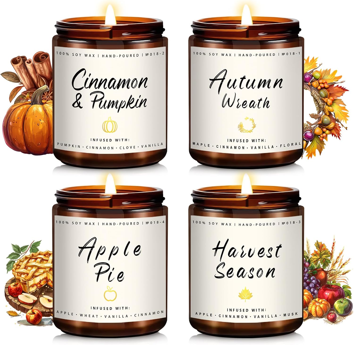 Detalle de Auelife Fall Candle Set 4-Pack scented candles 🕯