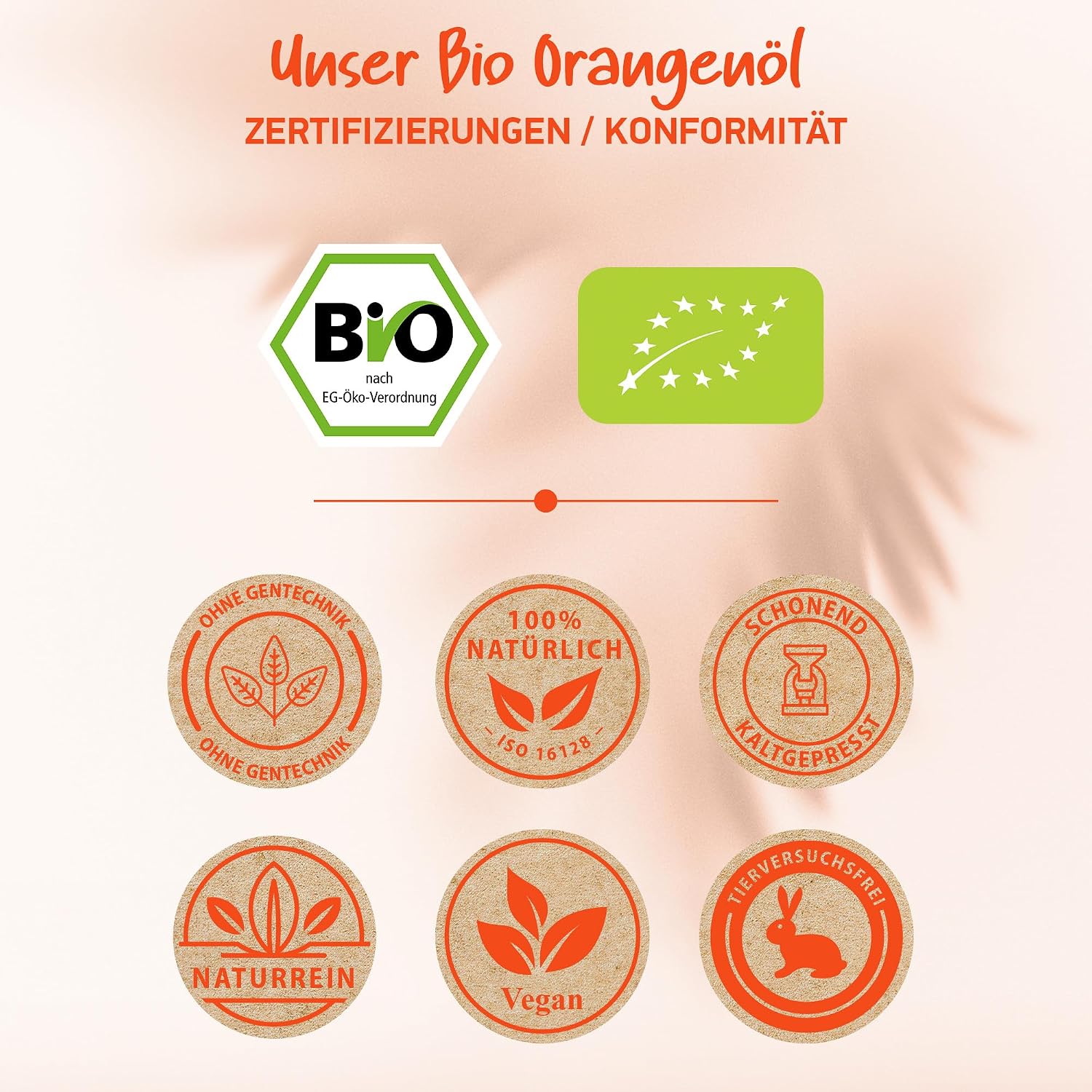 Detalle de BIO Orangenöl 100% naturrein (BIO-zertifiziert) – kaltgepresst aus Bio-Orangen zum Verzehr