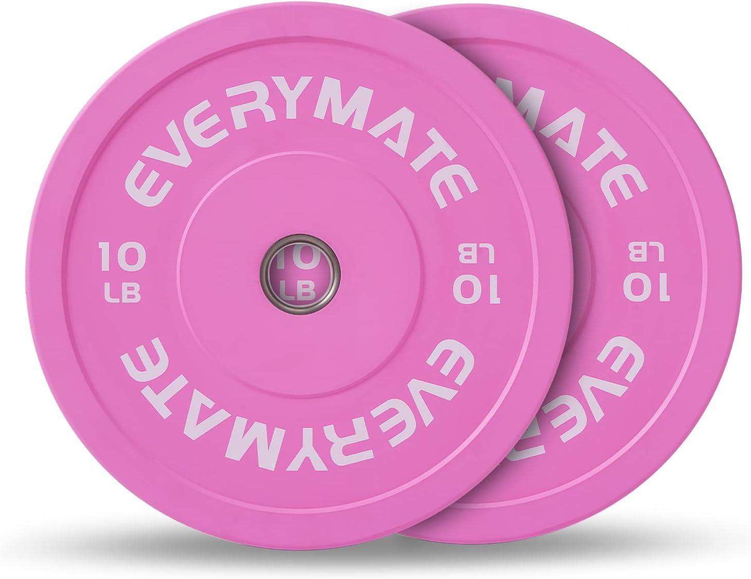 Detalle de EVERYMATE 10LB Pink Bumper Plates Set, Fractional Olympic Plates with Steel Inserts