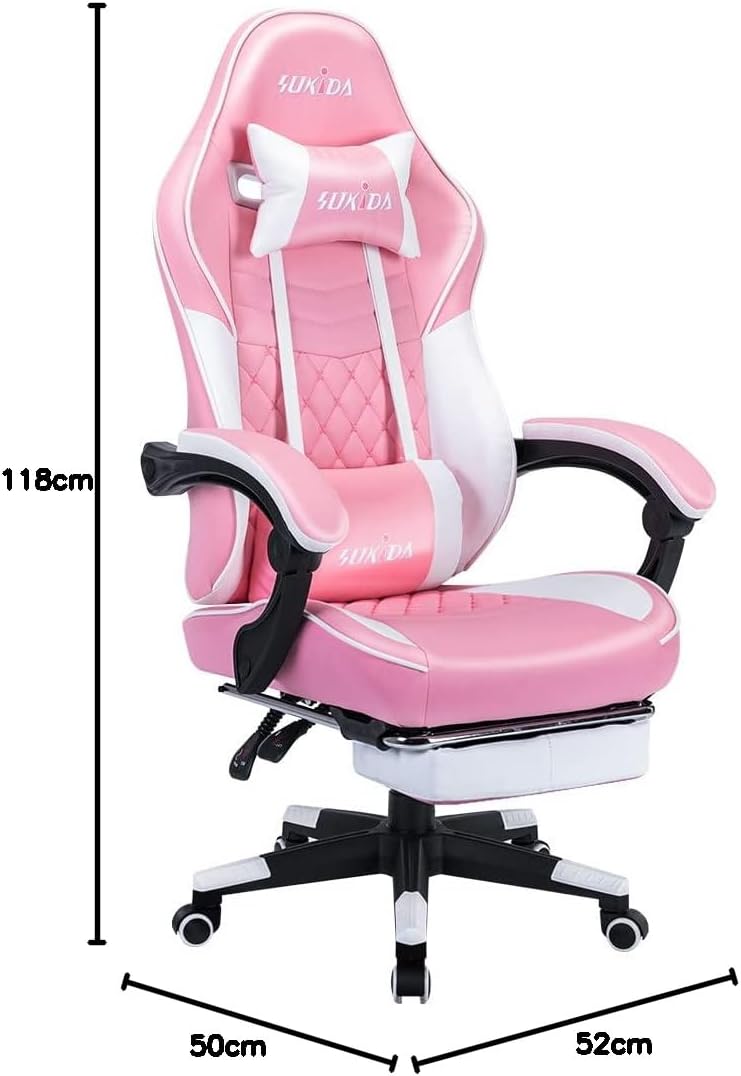 Detalle de SUKIDA Gaming Chair with footrest, 90°-135°