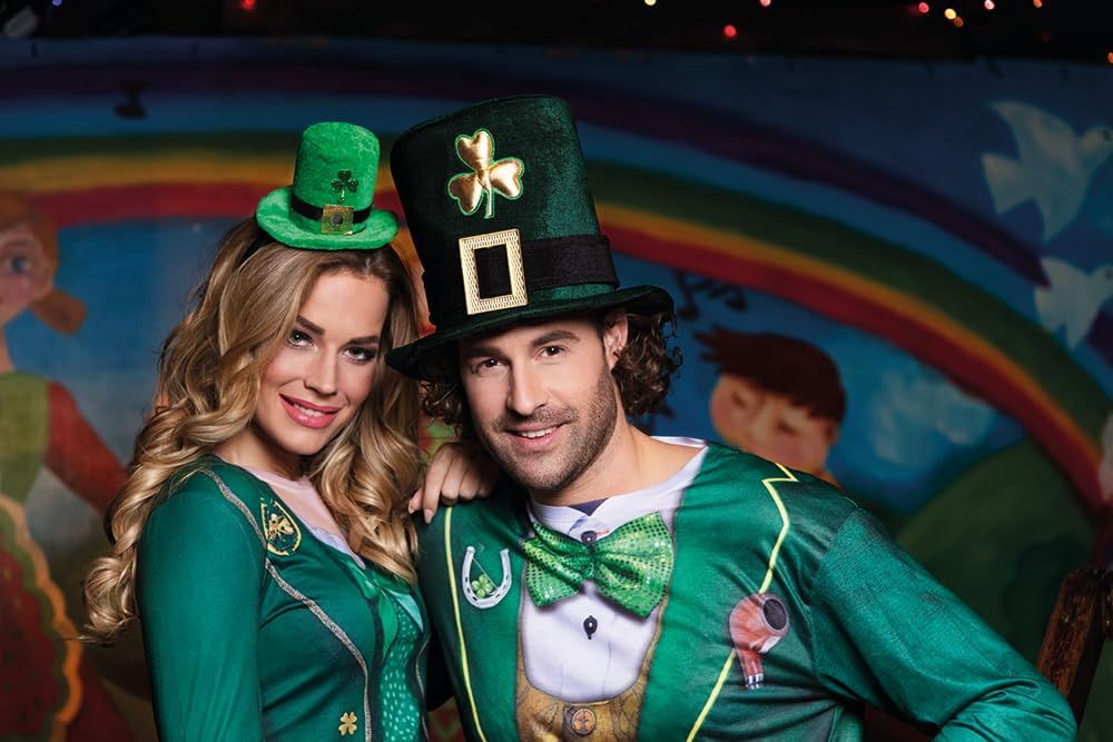 Detalle de Boland 44907 Hut Leprechaun, Grüner Kobold mit Bart, Mütze und Band – St. Patrick's Day & Karneval