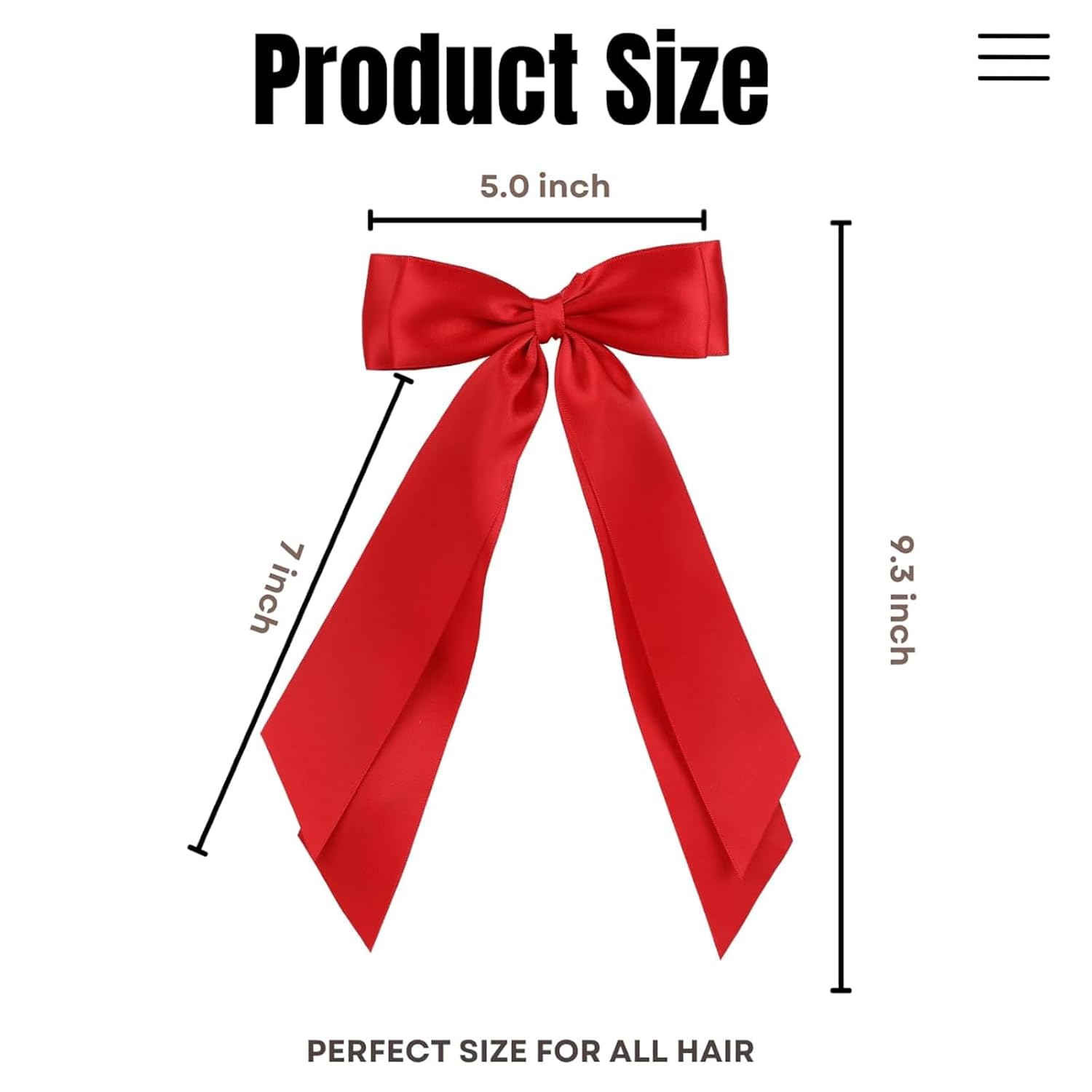 Detalle de LuSeren Double-Layer Satin Hair Bows, 2-Piece Red and Black Clip Set