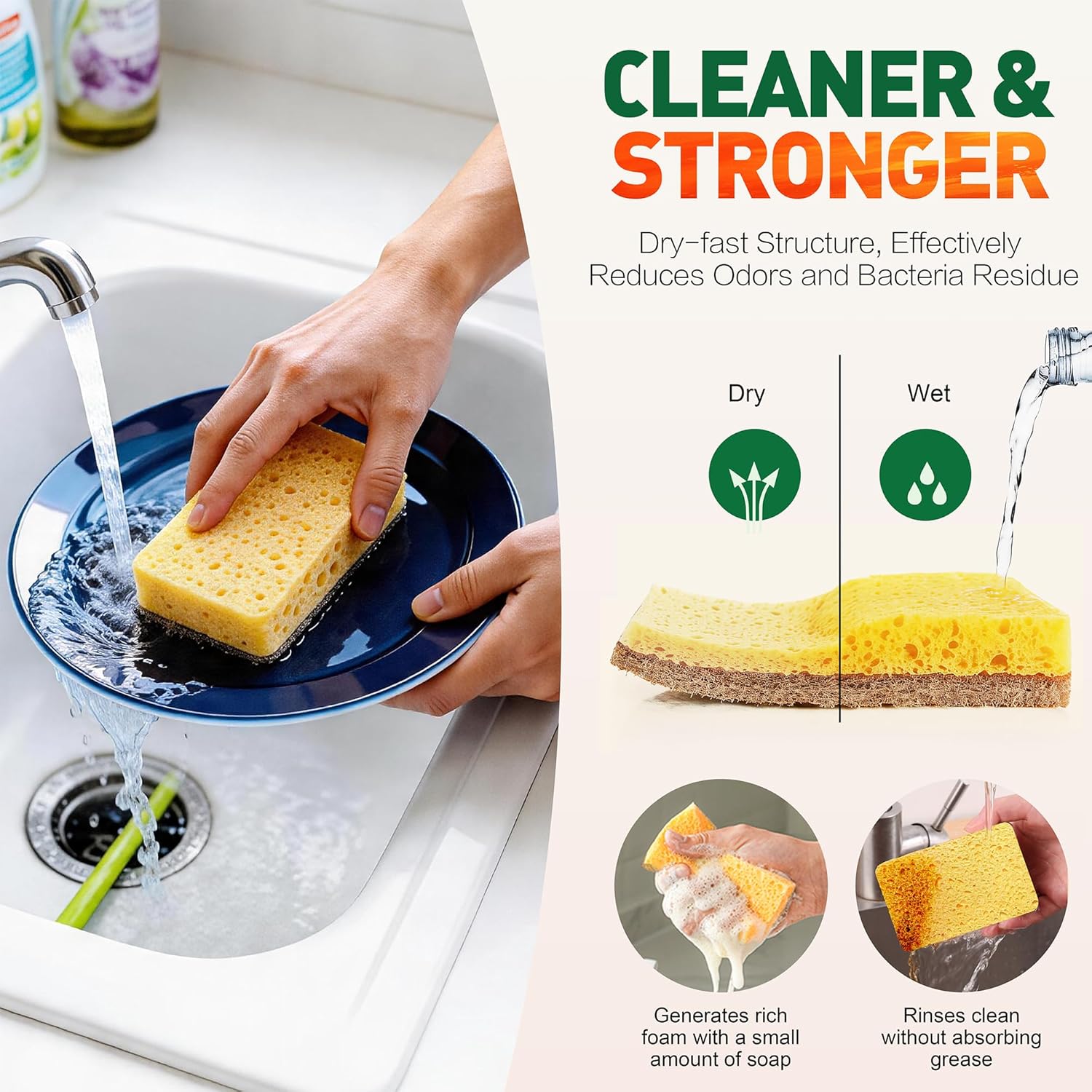Thumbnail 3 de Eco Sponge 8 Pack compostable dish sponges 🧽