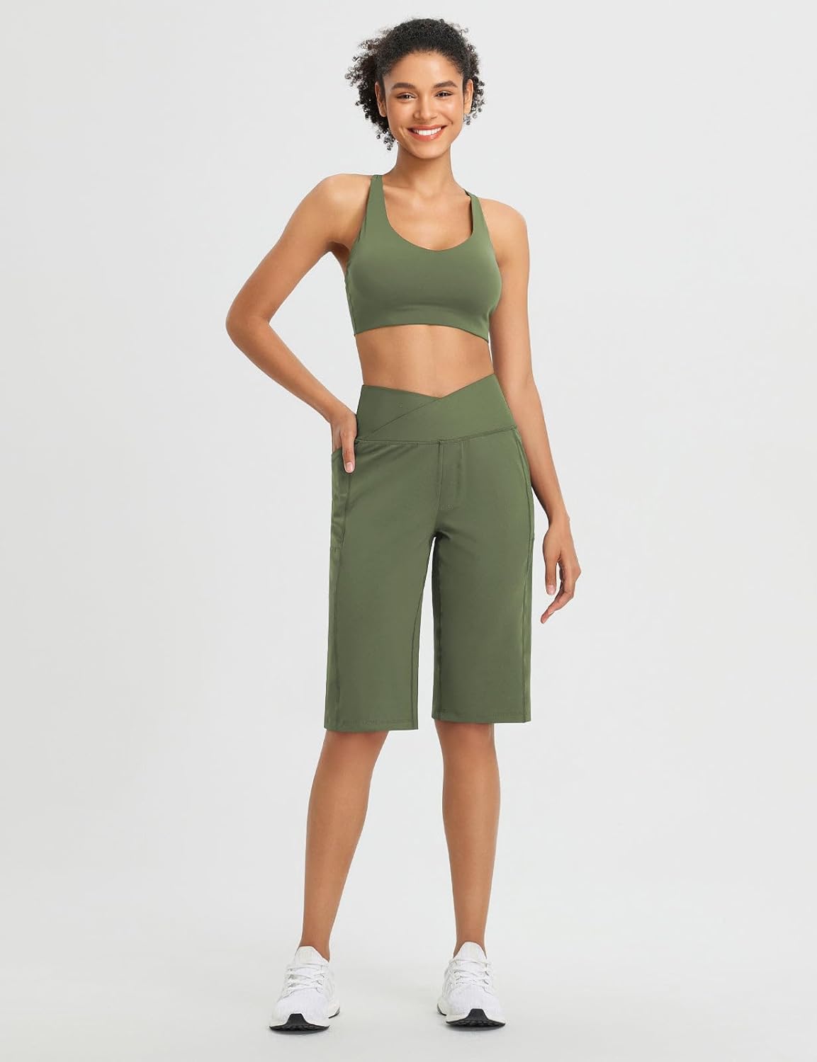 Thumbnail 2 de Baleaf Women's Bermuda Long Shorts 14" Knee-Length Capris — High-Waisted, Pockets, Athletic Stretch