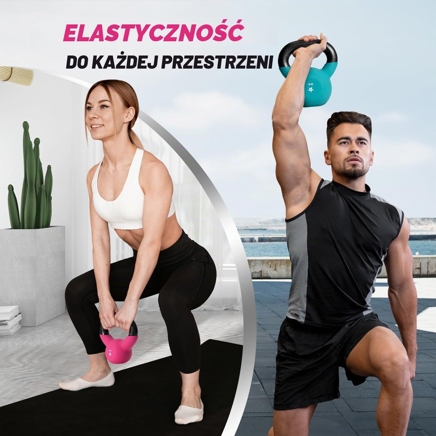 Detalle 1 de Yes4All kettlebell żeliwny 2 kg z powłoką neoprenową, różowy