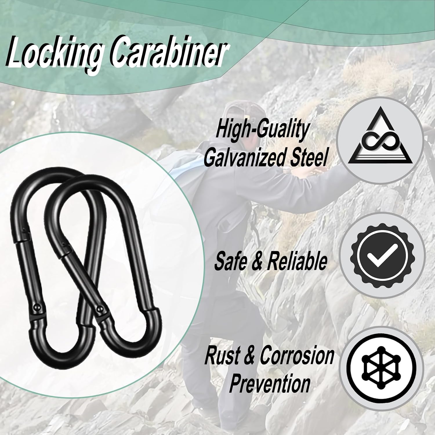 Detalle de High-PQ Black carabiner M8 80mm