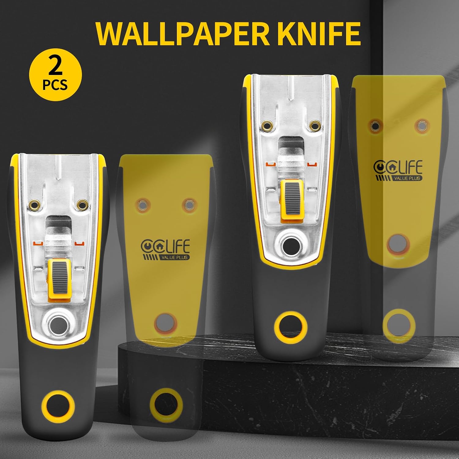 Detalle de Raschietto Vetroceramica Professionale CCLIFE 2 pezzi con 20 lame di ricambio – versatilità e sicurezza per pulizia piani cottura