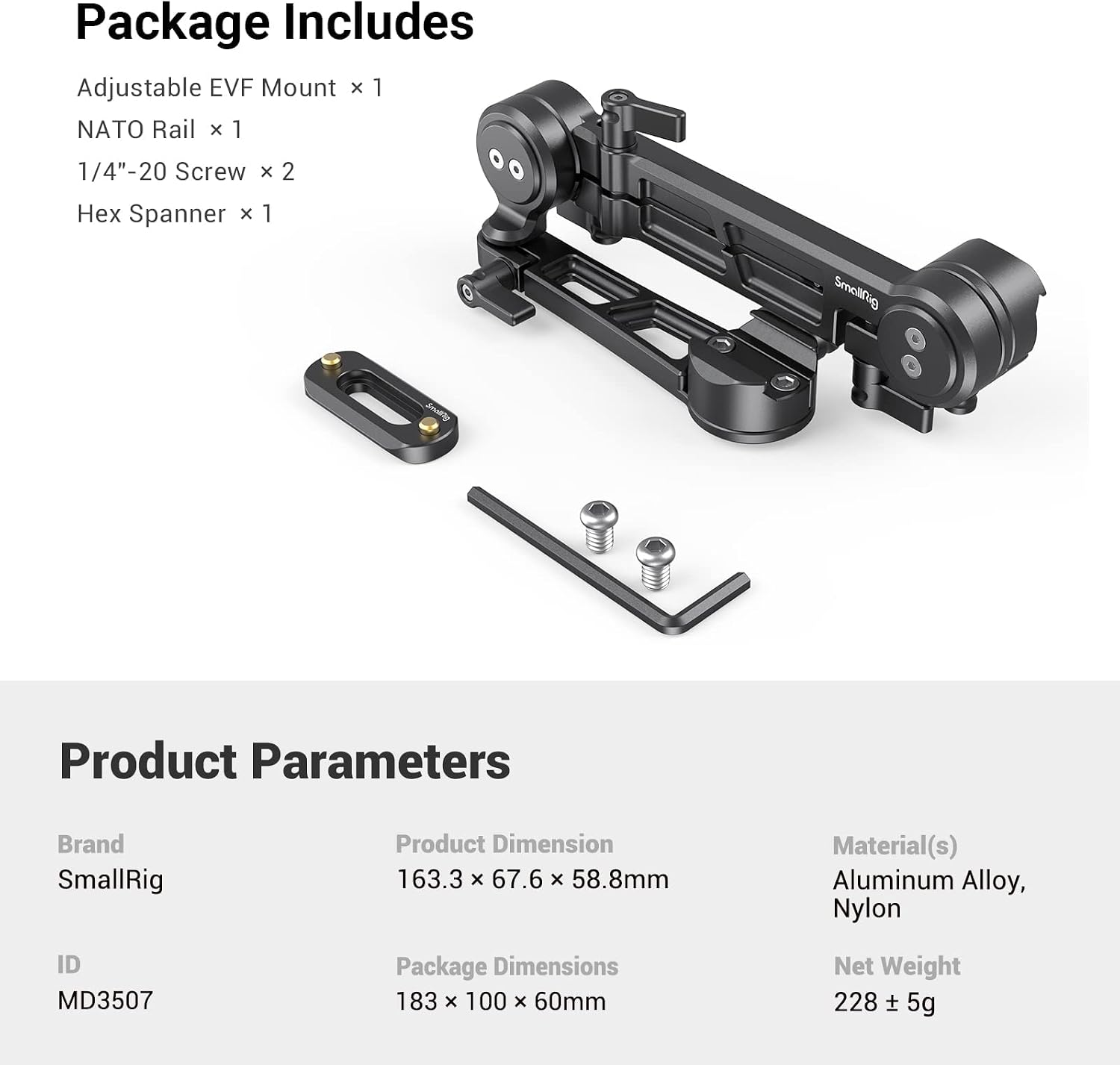 Thumbnail 6 de SmallRig 360° Adjustable EVF Mount with NATO Rail (MD3507) – NATO clamp quick release monitor mount