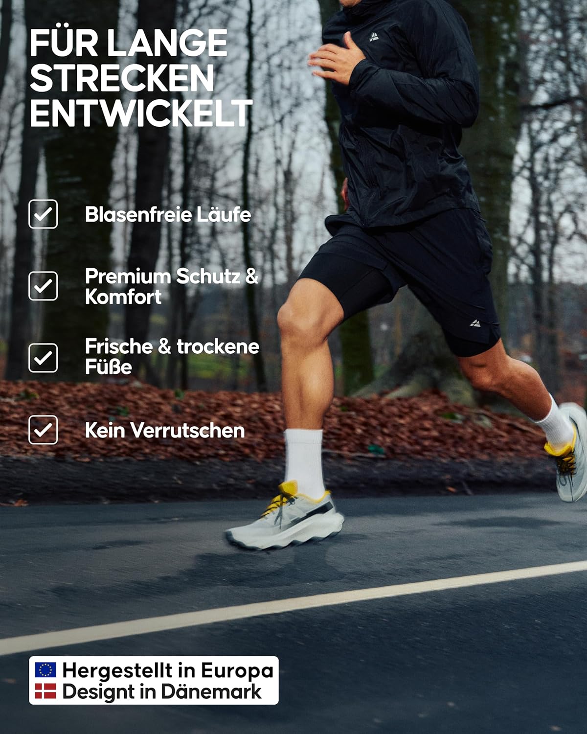 Detalle 2 de DANISH ENDURANCE Crew Laufsocken – Halbhoch, atmungsaktiv, leichte Kompression (3er & 5er Pack)