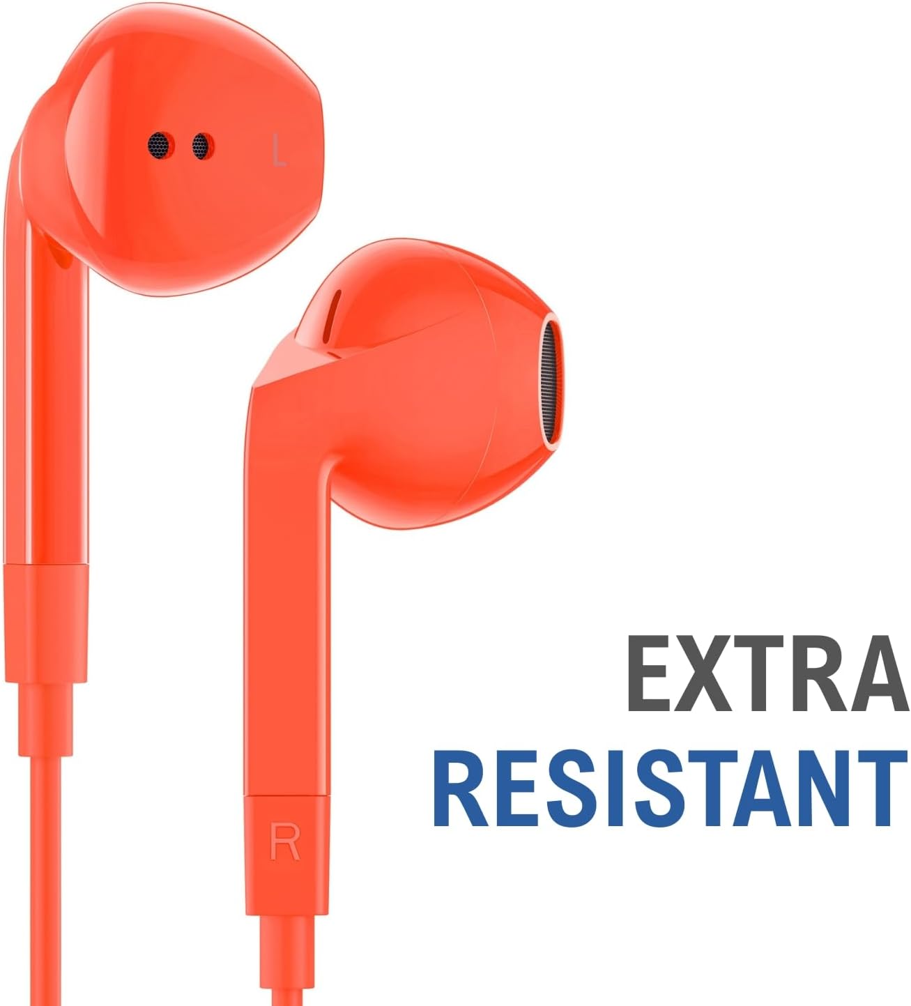 Detalle 2 de LUDOS FEROX Wired Earbuds: In-Ear Headphones with Microphone, 5-Year Warranty, 3.5mm Jack – Coral