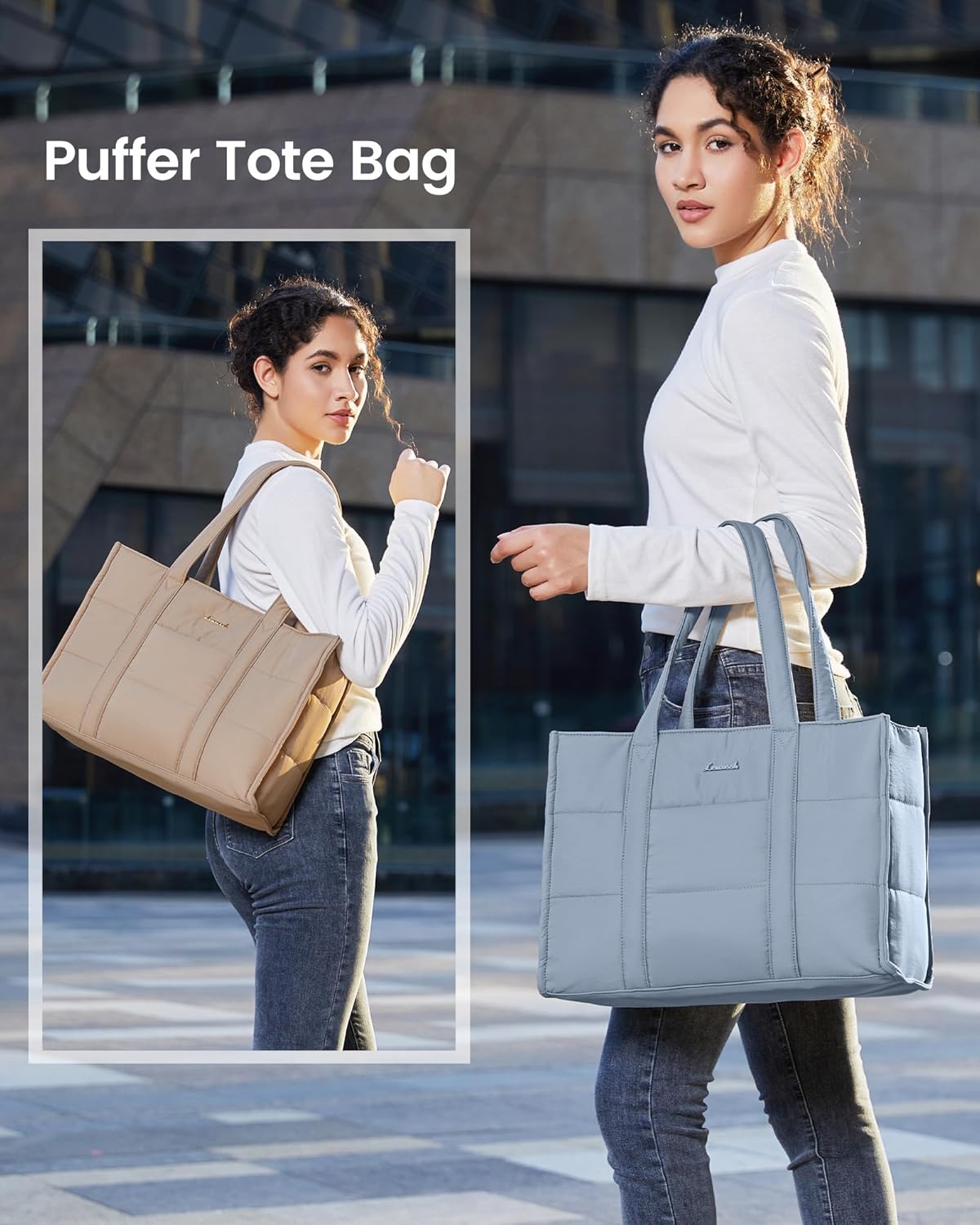Thumbnail 1 de LOVEVOOK Laptoptasche Damen für 15,6 Zoll – große Puffer/Shopper-Tote für Uni, Business & Alltag