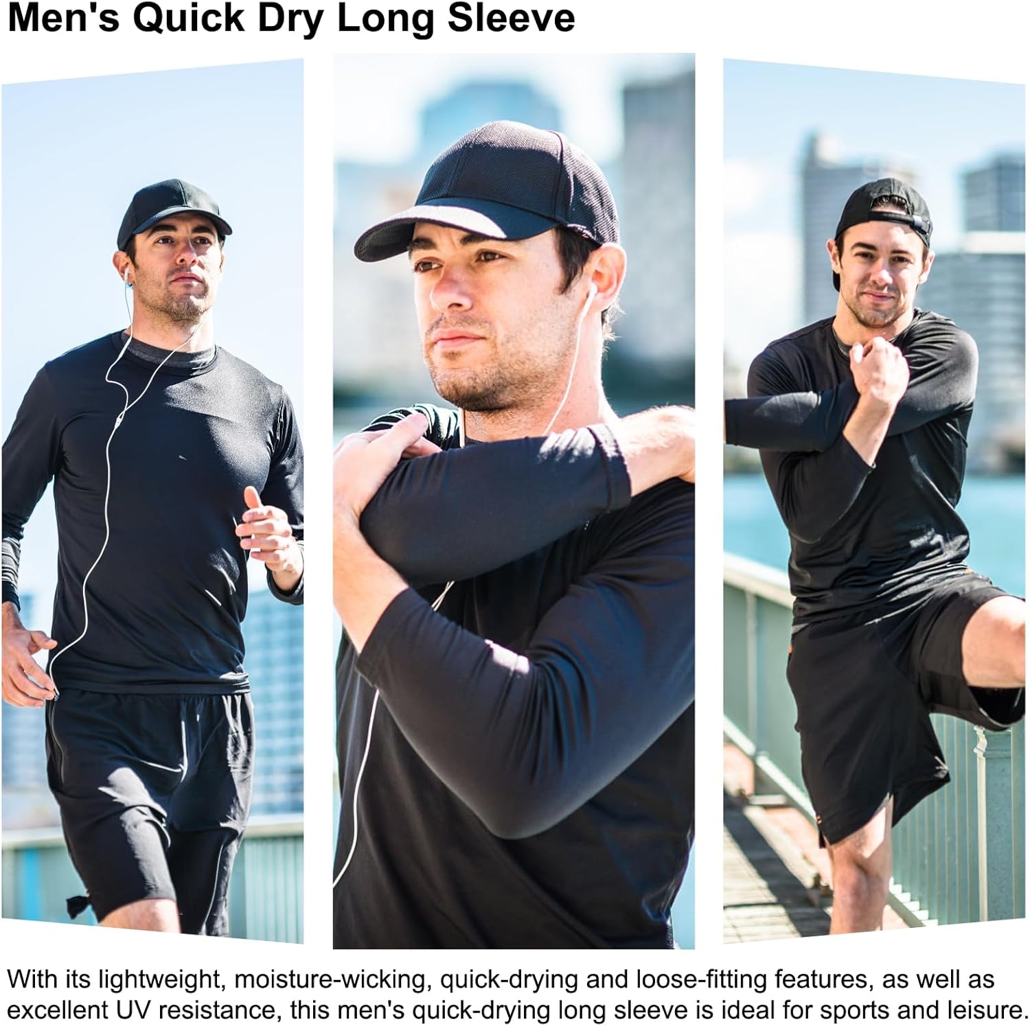 Thumbnail 4 de HovSiyla Men's Long Sleeve Moisture-Wicking Shirt for Running and Sun Protection