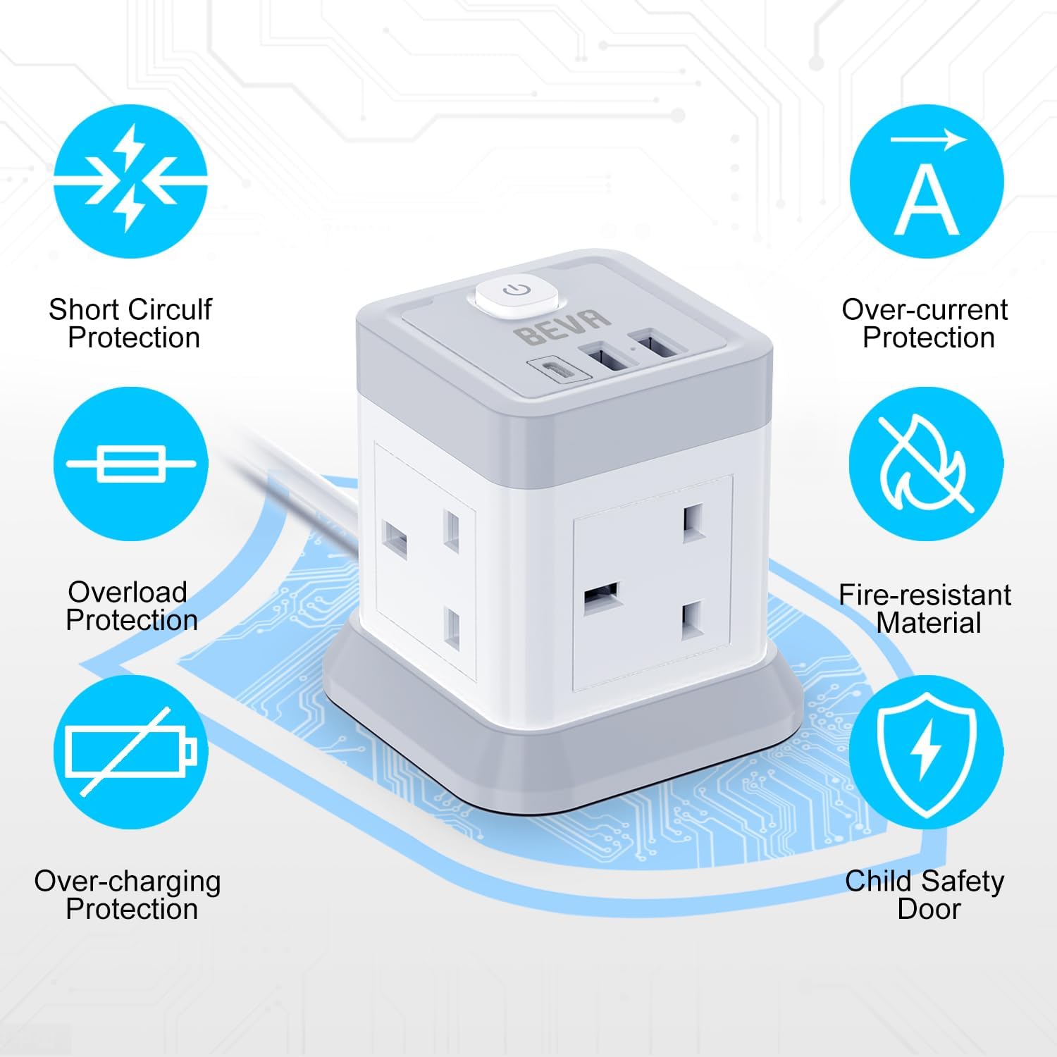 Thumbnail 5 de BEVA 4 Gang Extension Socket with 3 USB 3m