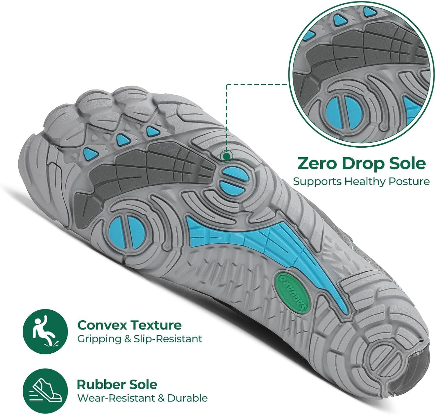 Detalle de SAGUARO Barfußschuhe mit breiter Zehenbox und Zero-Drop Sohle (Gr. 35–48)