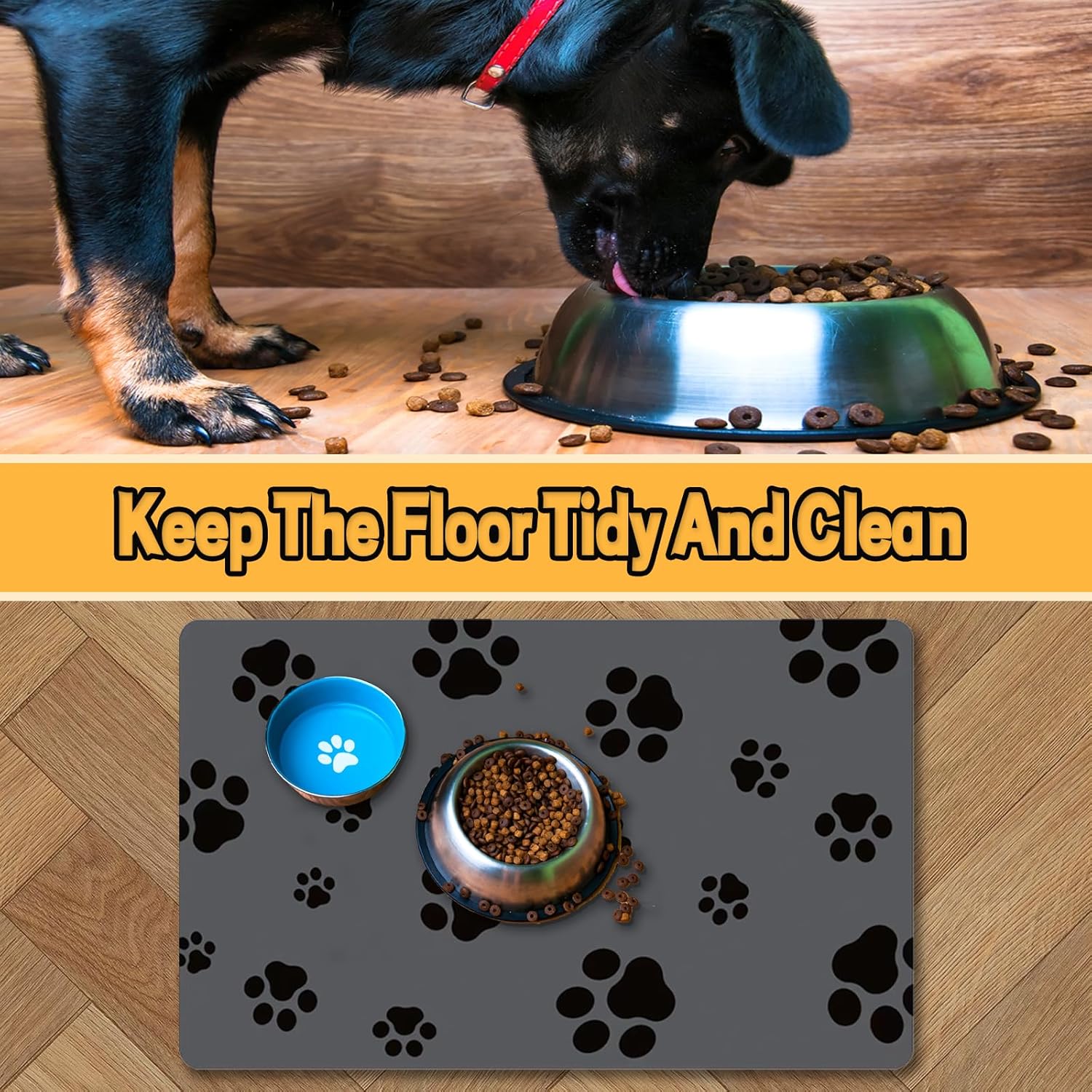Detalle 1 de TOKLYUIE Pet Feeding Mat 30x50CM – absorbent dog & cat placemats with waterproof rubber backing