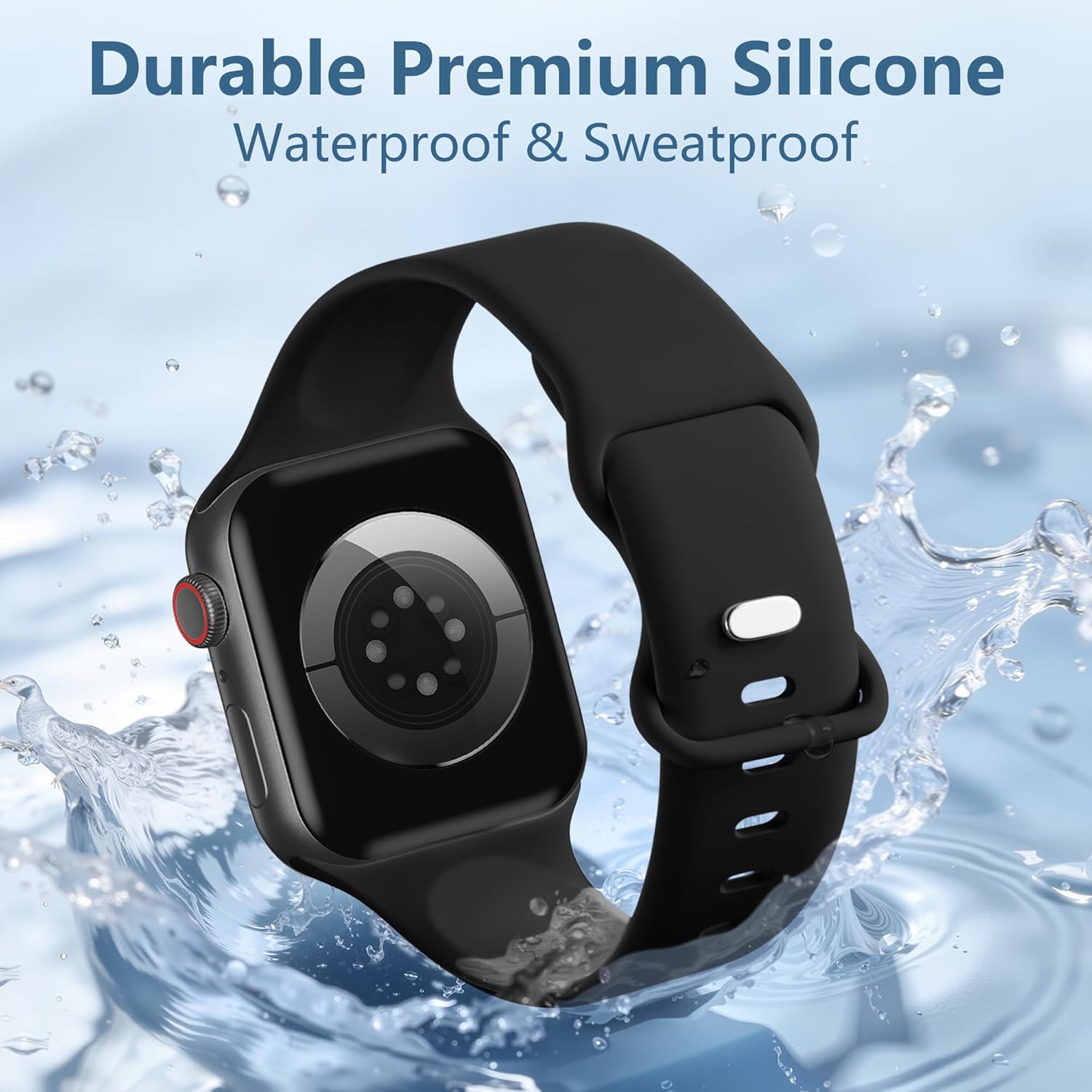 Thumbnail 2 de DaQin Soft Silicone Band for Apple Watch – Breathable Sport Strap, M/L 01-Black