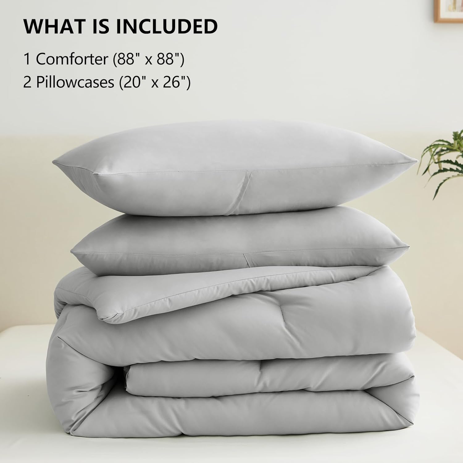Thumbnail 5 de CozyLux Light Grey Queen Comforter Set, 3-Piece Bedding