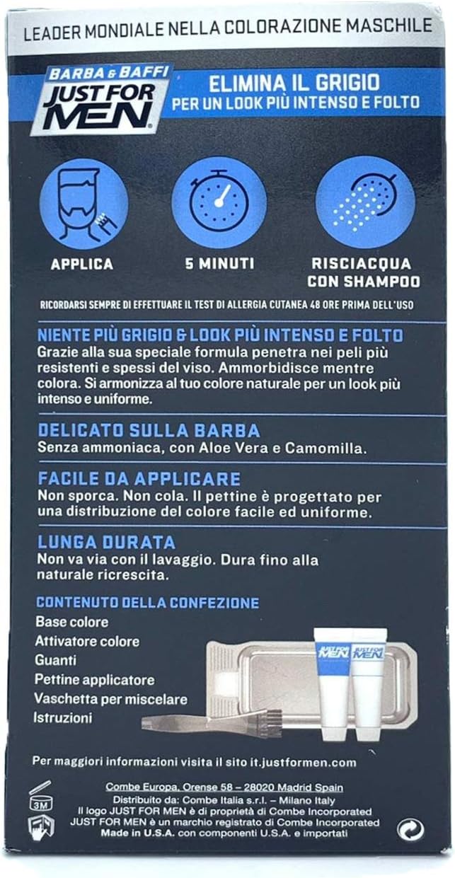 Detalle de Just For Men Moustache And Beard M45 – żelowa farba do brody i wąsów, 3 × 28 ml