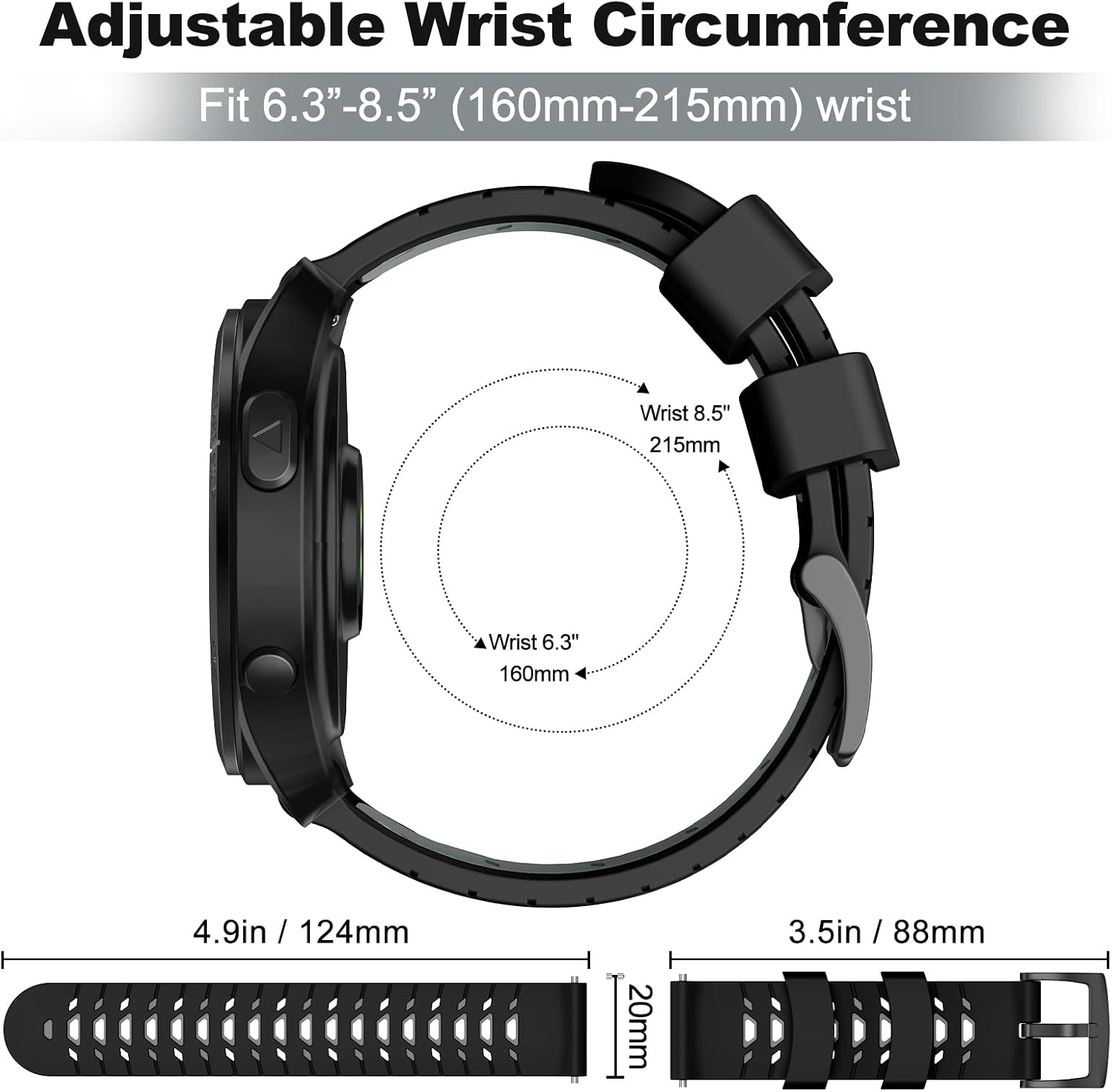 Detalle 2 de OVERSTEP 20mm Silicone Replacement Strap for Garmin: Versatile, Durable Comfort
