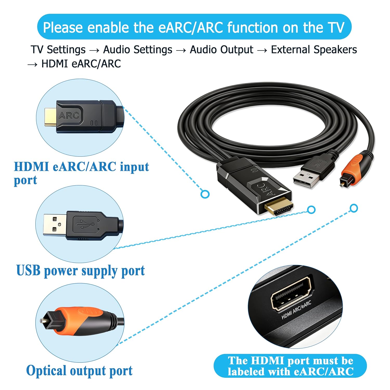 Detalle de SDKDZKG SDK-A806 HDMI eARC/ARC-audioconverter naar optisch, 192 kHz, Dolby en DTS 5.1
