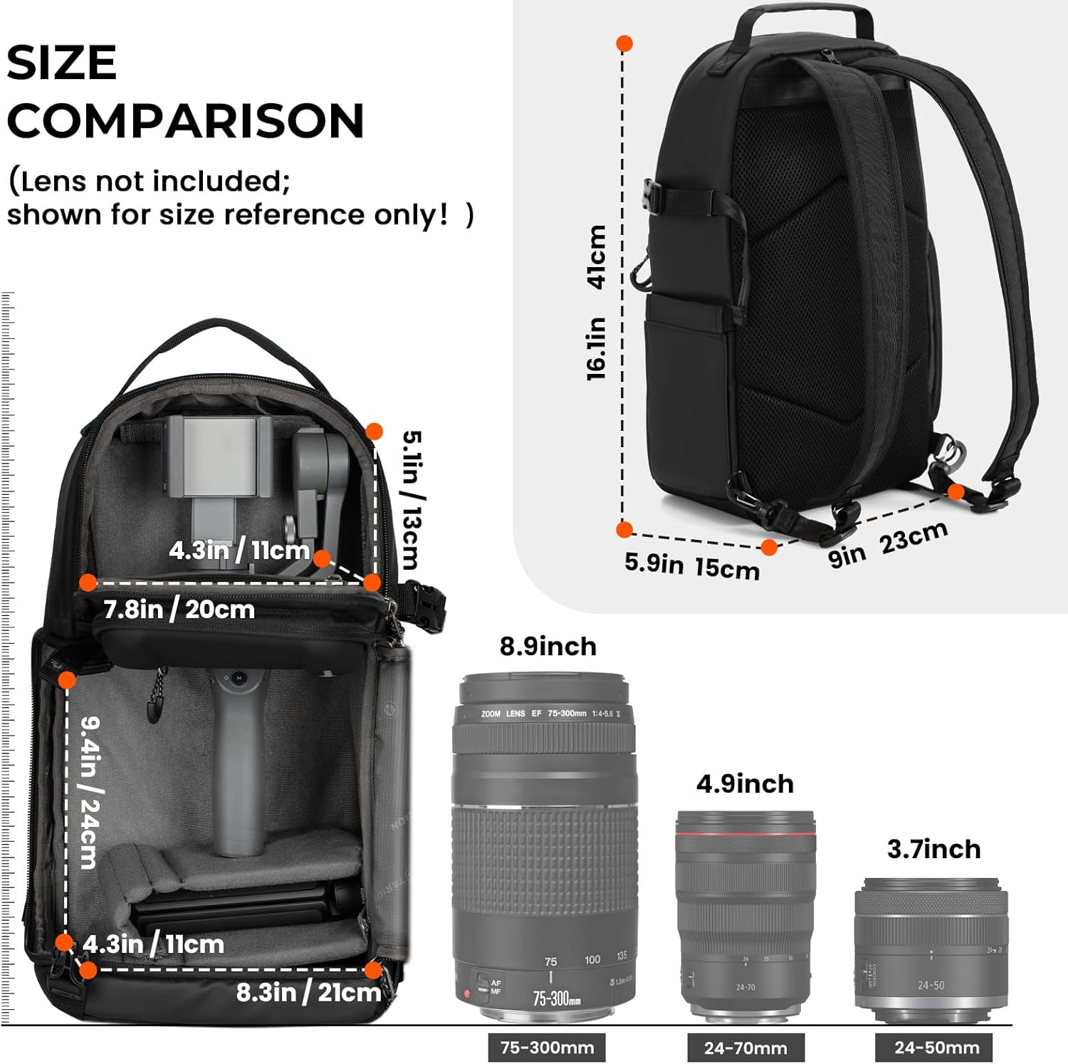 Thumbnail 6 de TARION Sac Bandoulière Appareil Photo 2-en-1 – Sac à Dos et Sac à Bandoulière Convertible 9L