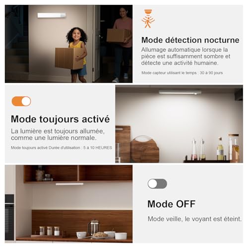 Detalle de daphomeu 5 Pièce Lampe LED Rechargeable – Éclairage sous-meuble magnétique, détecteur de mouvement, 42 LEDs