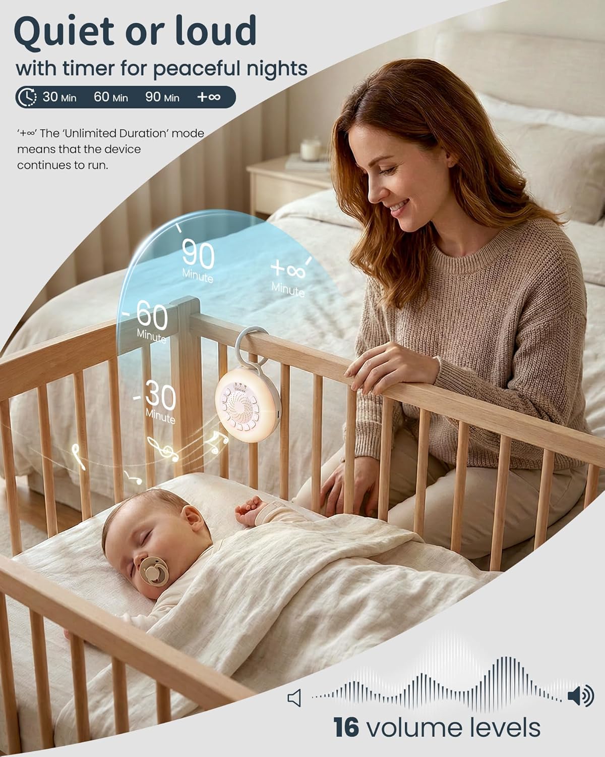 Thumbnail 6 de Nixtrve Macchina del rumore bianco per neonato con luce notturna dimmerabile, 30 suoni e Bluetooth