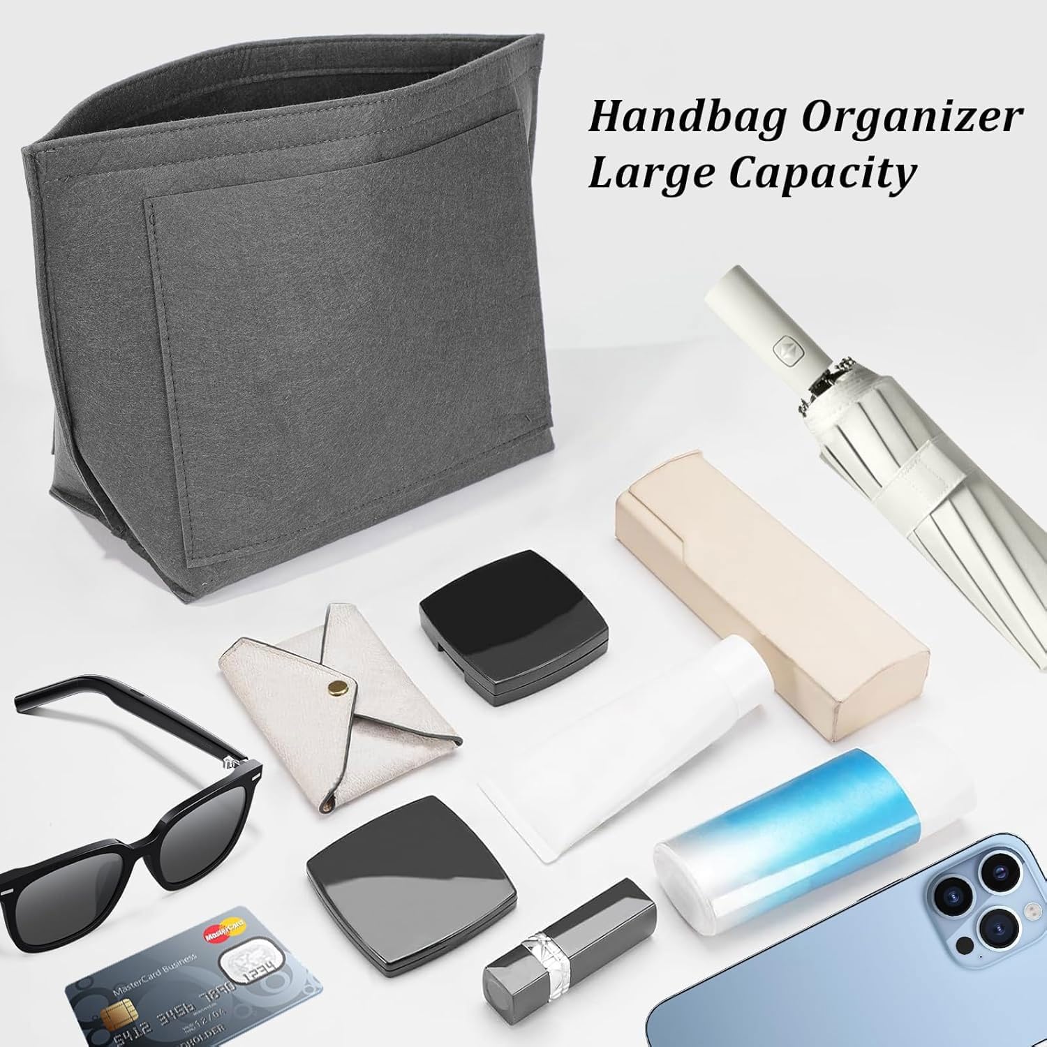 Detalle de Sunshine smile Organizer für Longchamp Tasche – Filz-Innenorganizer mit Mehrfachtaschen