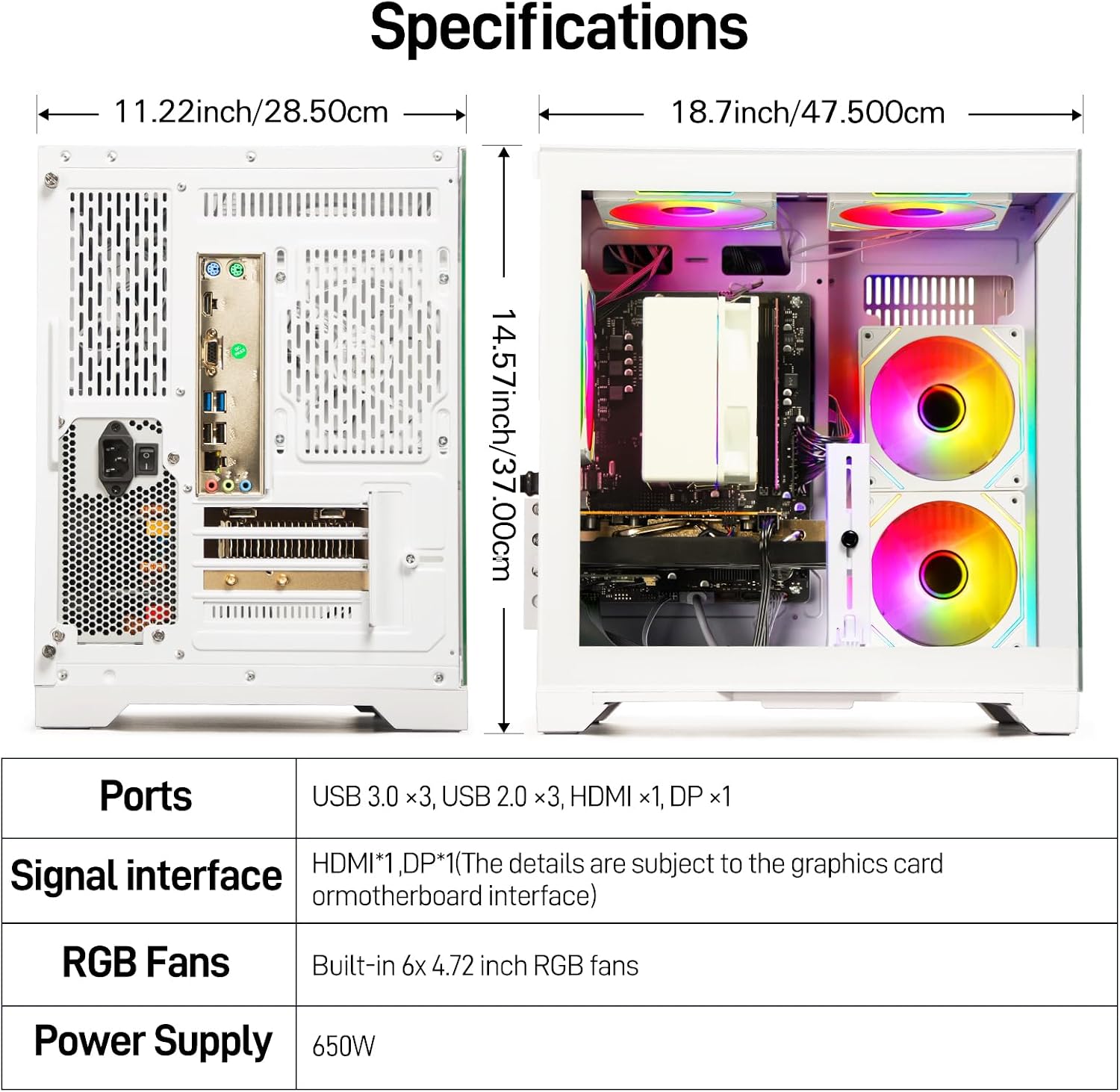 Detalle de WIWB Gaming PC Desktop with Ryzen 5 5500, RX 6500 XT 4GB, 16GB RAM, 512GB NVMe