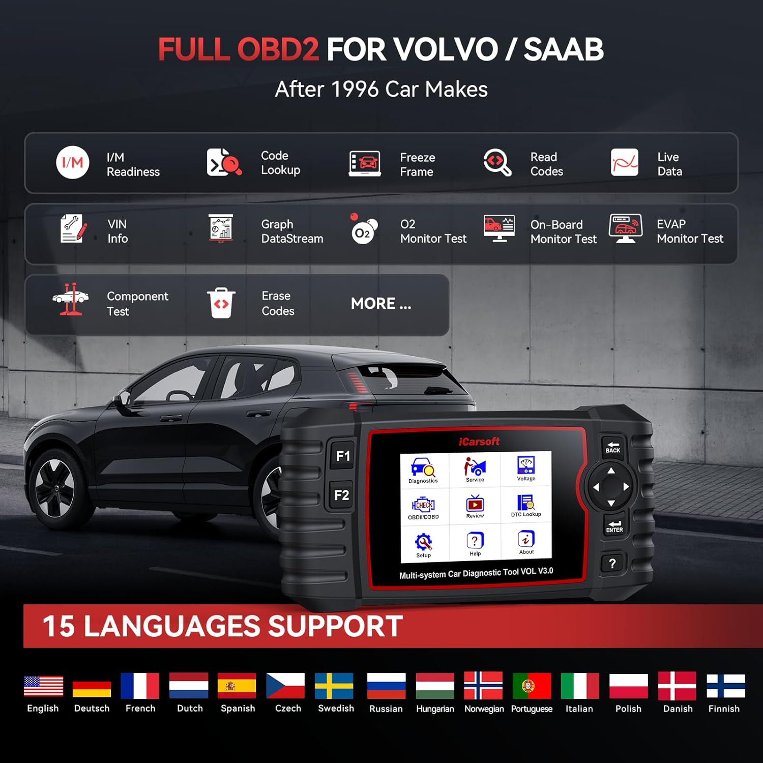 Thumbnail 4 de iCarsoft Vol V3.0 Bidirectional Diagnostic Tool for Volvo/SAAB