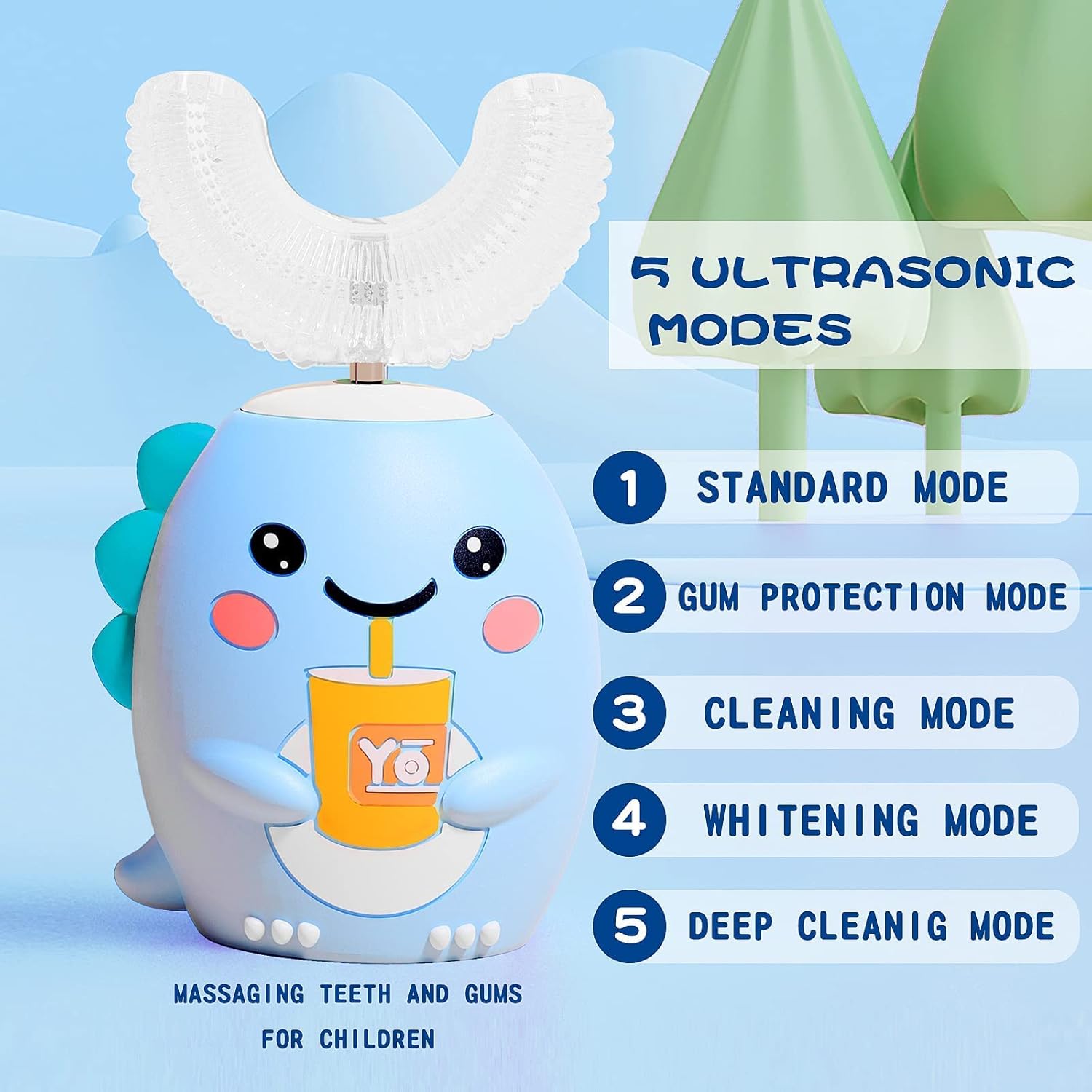 Thumbnail 1 de DYCROL Kids U Shaped Electric Toothbrush with 4 Brush Heads (2-6 Age, Blue)