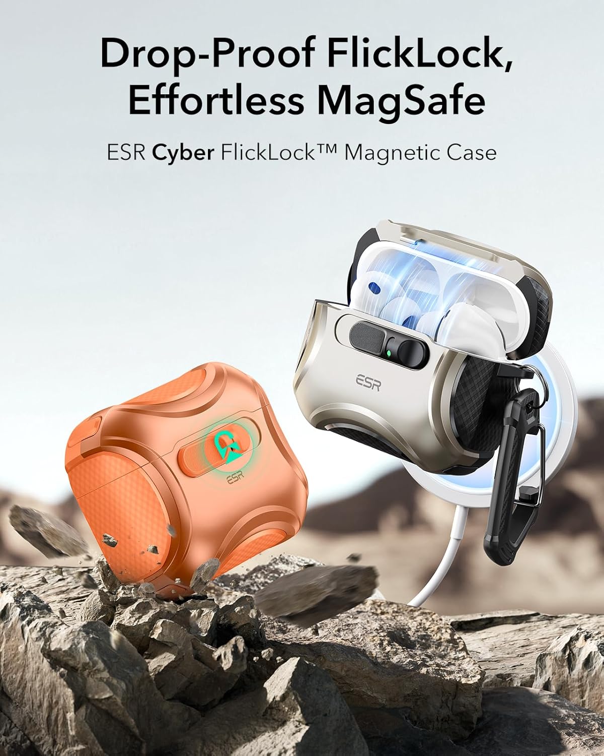 Thumbnail 2 de ESR for AirPods Pro 3 Case (2025) in Orange with MagSafe & Drop-Proof Lock