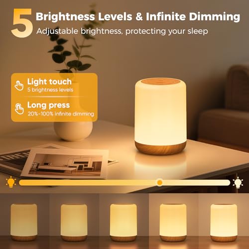 Detalle 2 de CAKLIK Lampada da Comodino LED Touch Dimmerabile: 3 Modalità e 256 RGB, portatile e ricaricabile