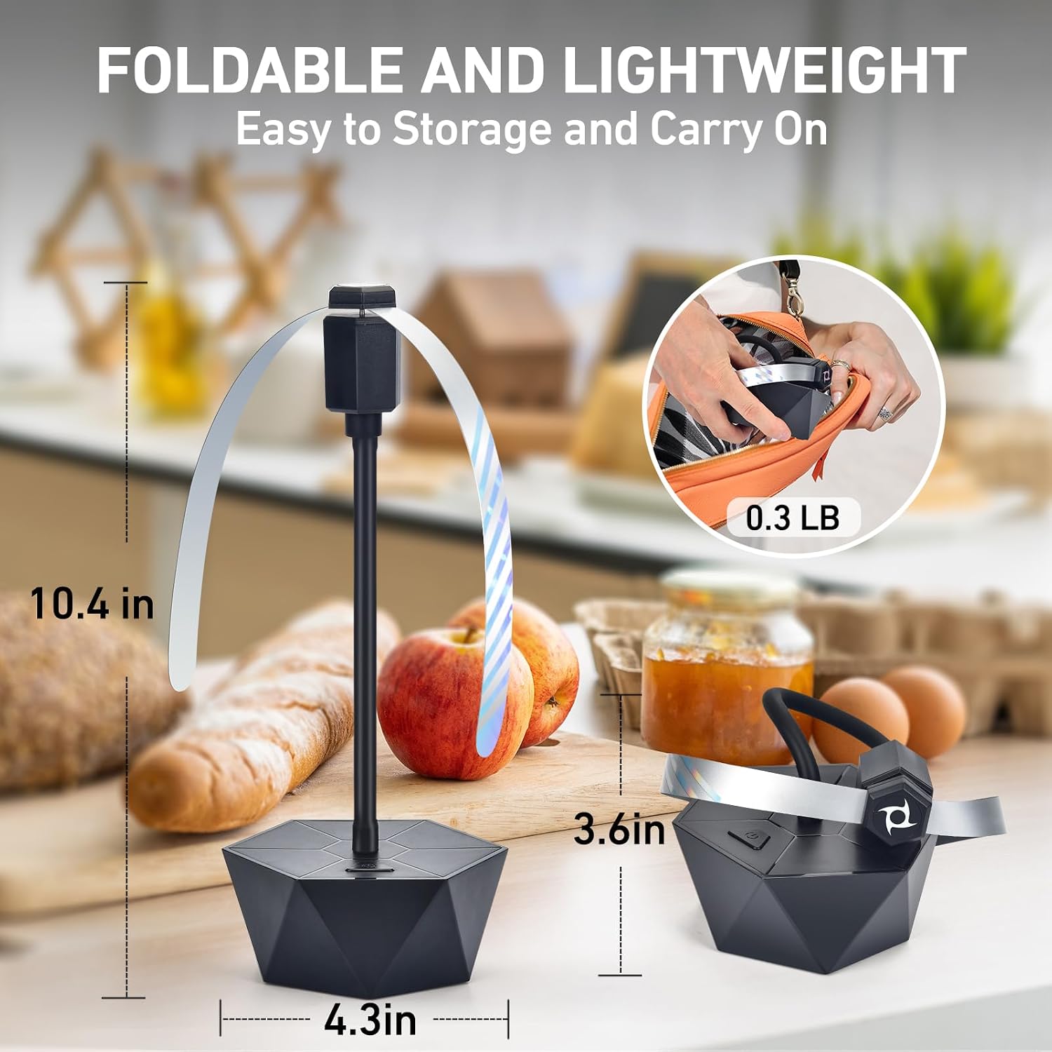 Thumbnail 3 de GUIDOT Tabletop Fly Fan for Food, Foldable Black ABS and Metal Spinner