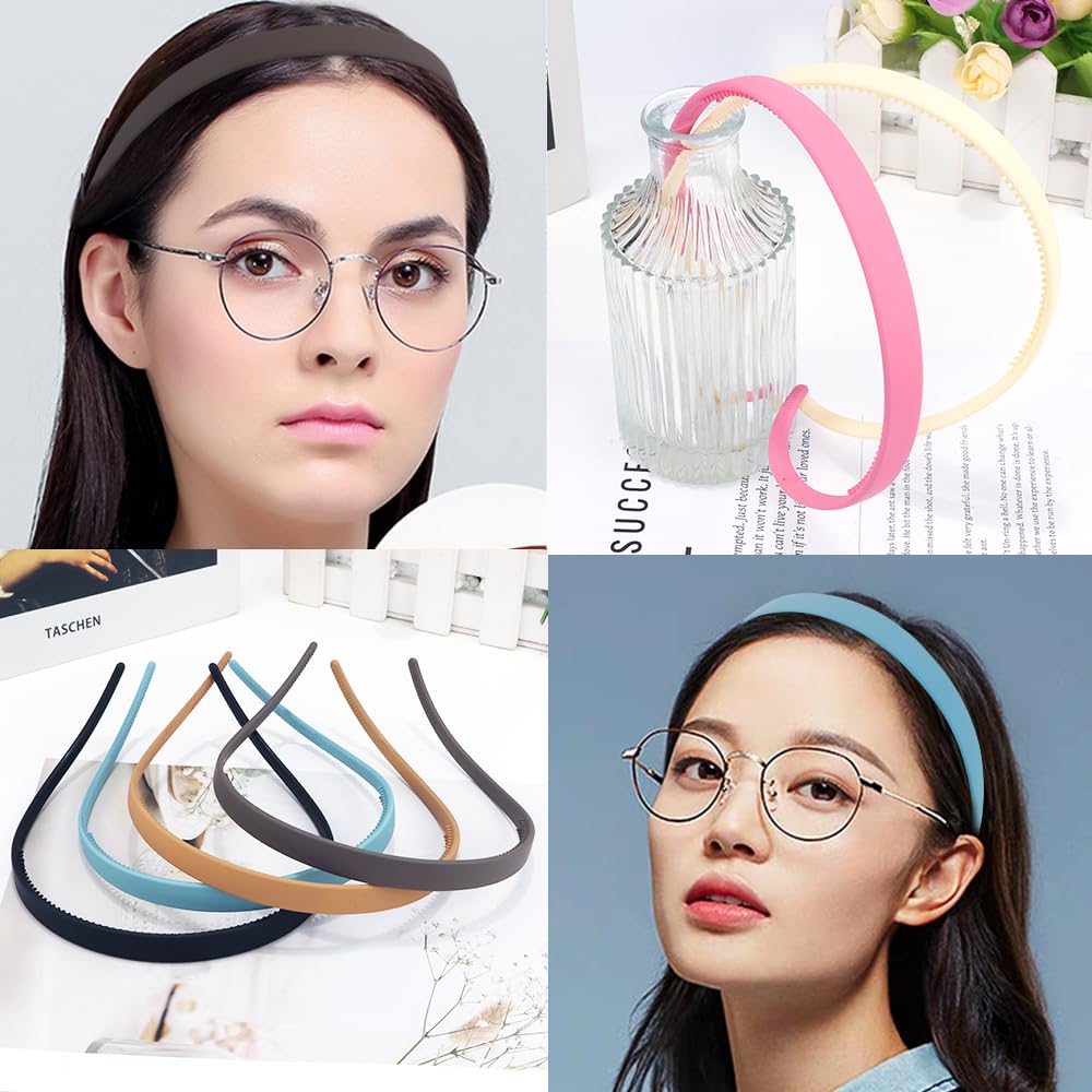 Detalle de TOBATOBA Glasses-Friendly Headbands, Matte Plastic, Non-Slip Teeth, 6-Pack