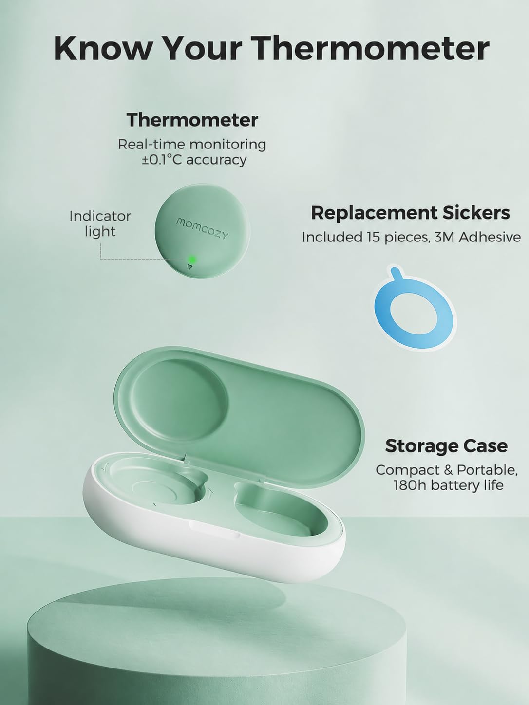 Thumbnail 1 de Momcozy Wearable Digital Thermometer for Baby with App Monitoring