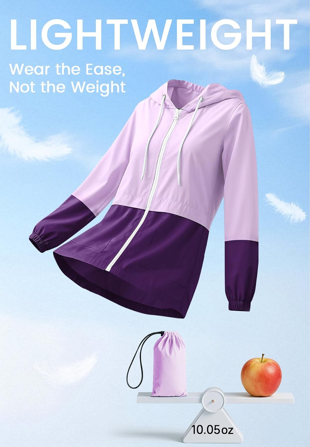 Detalle de Zando Lightweight Rain Jacket Women Waterproof – Packable Hooded Rain Coat for Travel and Outdoors