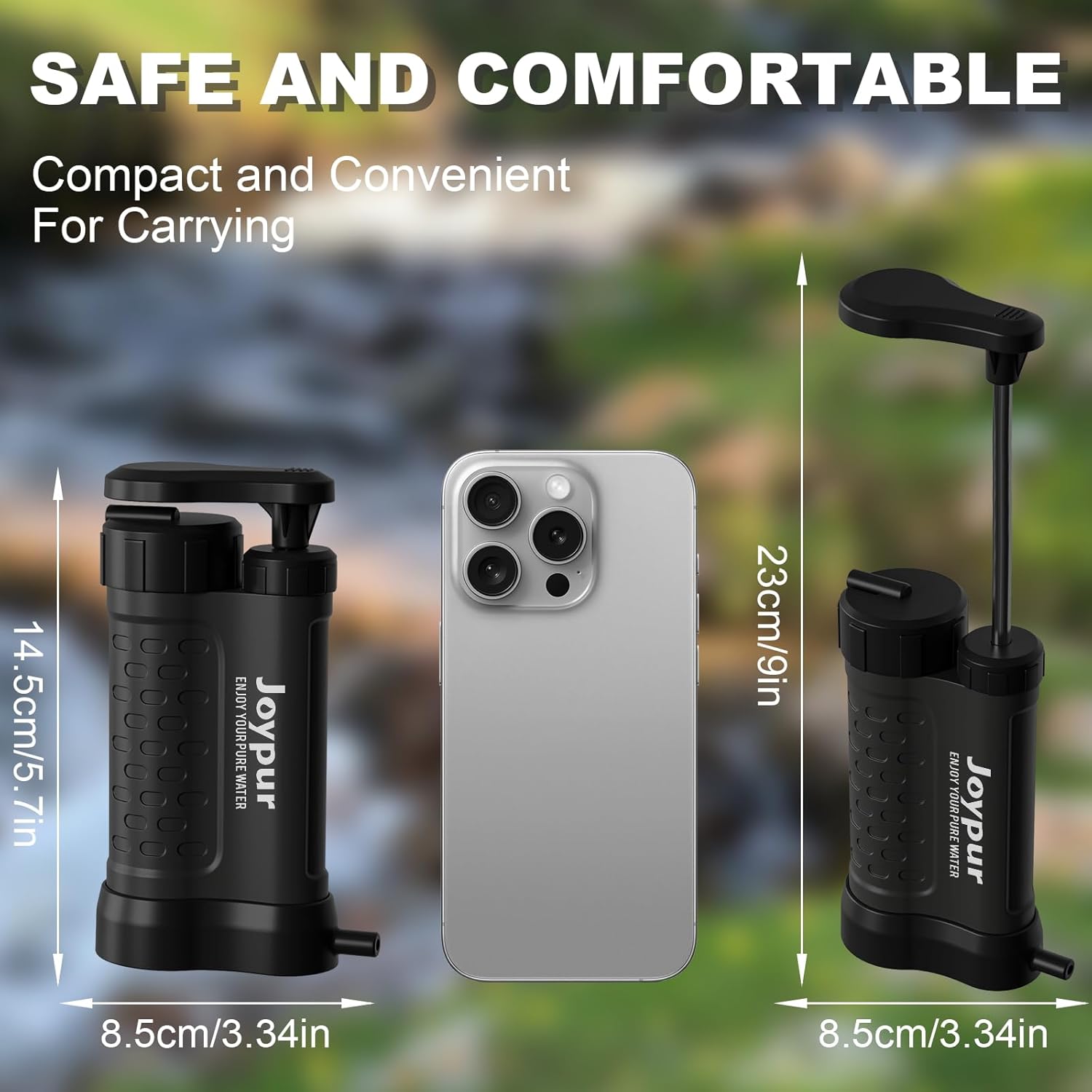 Thumbnail 3 de Joypur Filtre à Eau Portable 5 Étapes – 0,01 μm UF | 1500 ml/min | 340 g | Pour Camping et Randonnée