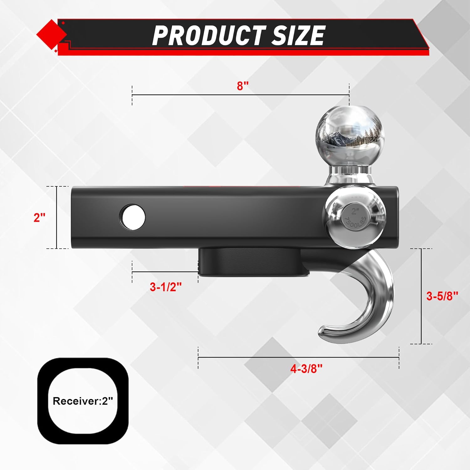 Detalle 2 de TYT Trailer Hitch Tri Ball Mount 10,000 lbs 🚚