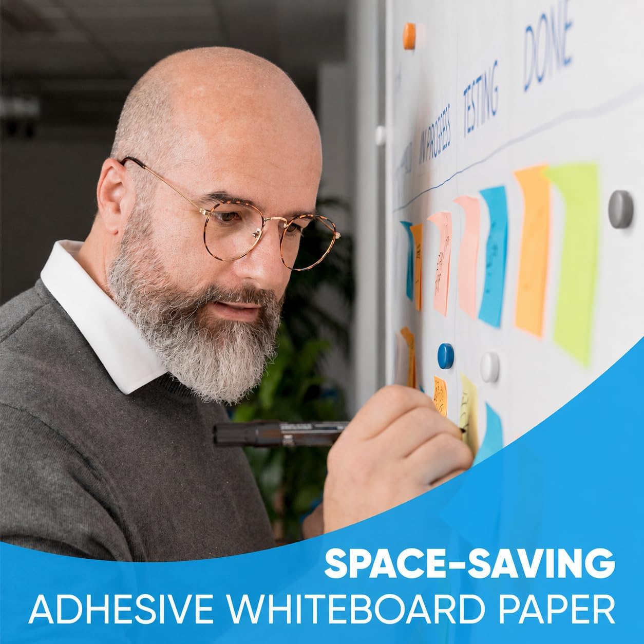 Detalle 1 de YOUNGJQ Whiteboard-3918 Self-Adhesive Dry-Erase Sticker, Magnetic-Receptive PET