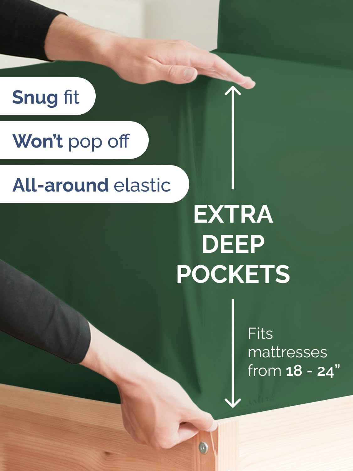 Detalle de CGK Unlimited CGK Linens Extra Deep King Fitted Sheet, Emerald Green Microfiber