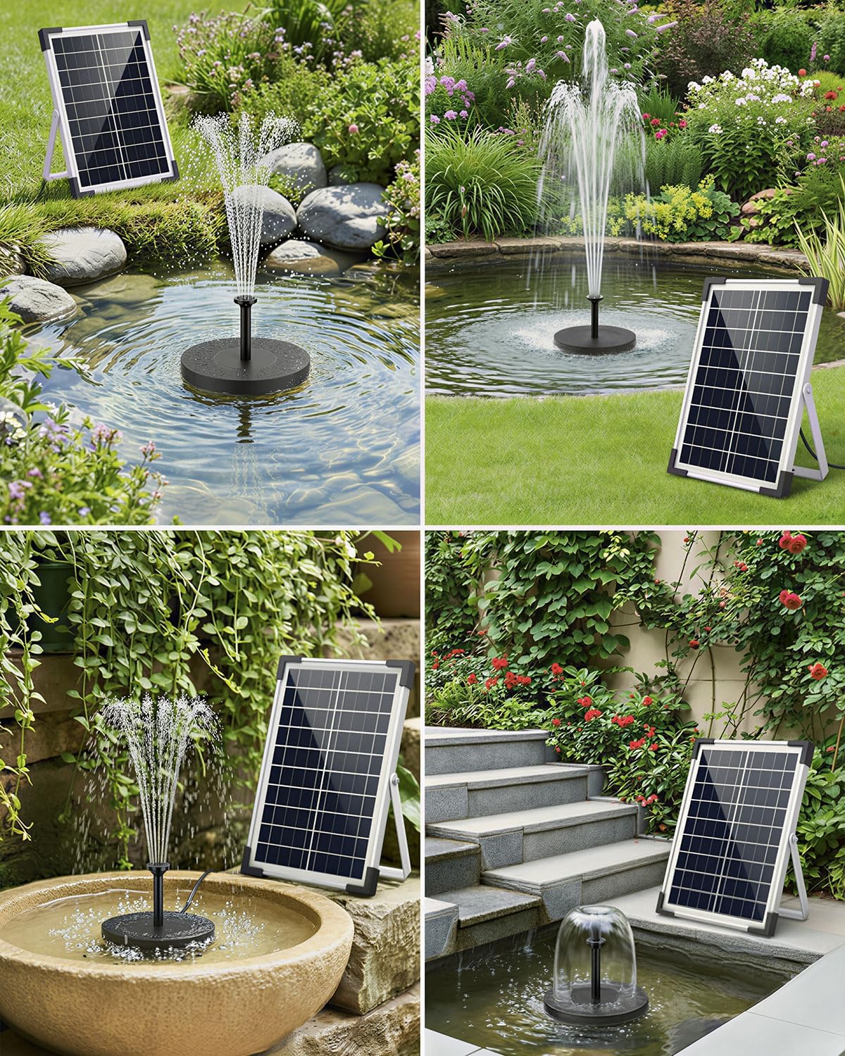 Thumbnail 6 de 6W Solar Water Fountain with 2200mAh Battery Backup and Filtration System