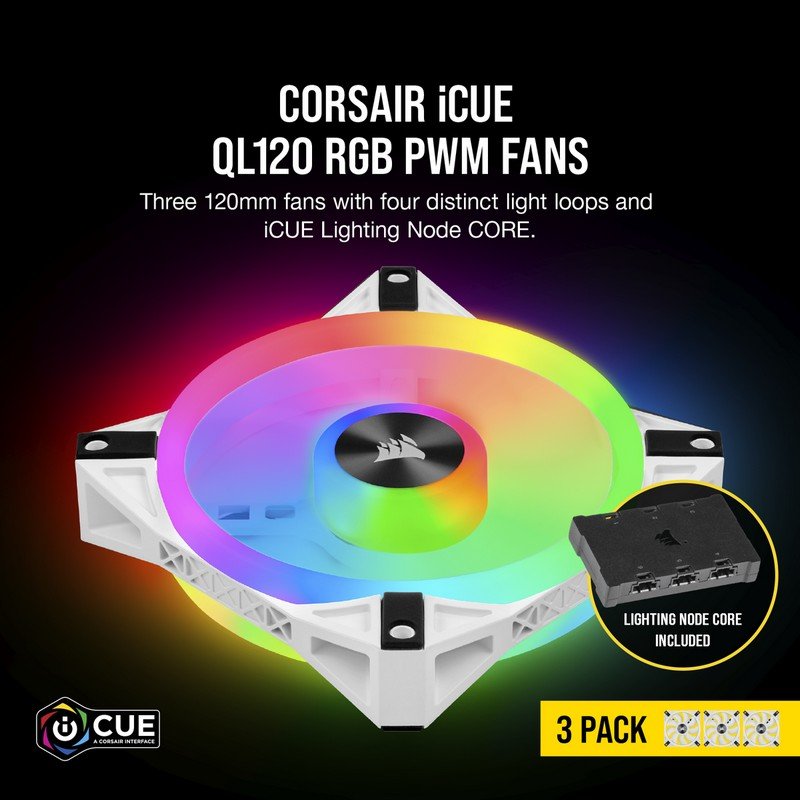 Thumbnail 1 de Corsair iCUE QL120 RGB PWM Kit triple 120 mm