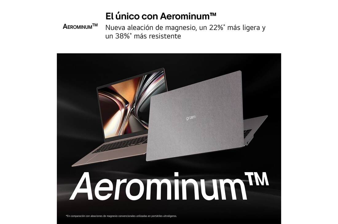 Detalle de LG gram PRO 16Z90U: Portátil 16" OLED con 32 GB RAM, 1 TB SSD y gráfica integrada Arc para productividad avanzada